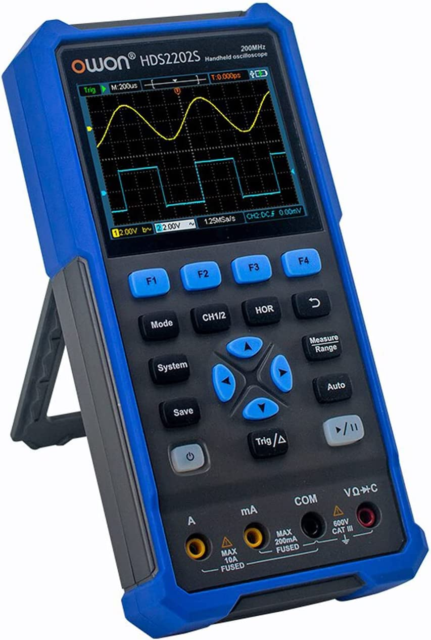 OWON HDS2202S 2CH Handheld Oscilloscope 200Mhz Bandwidth 20000 Counts Multiumeter OSC + DMM + Waveform Generator image number 3