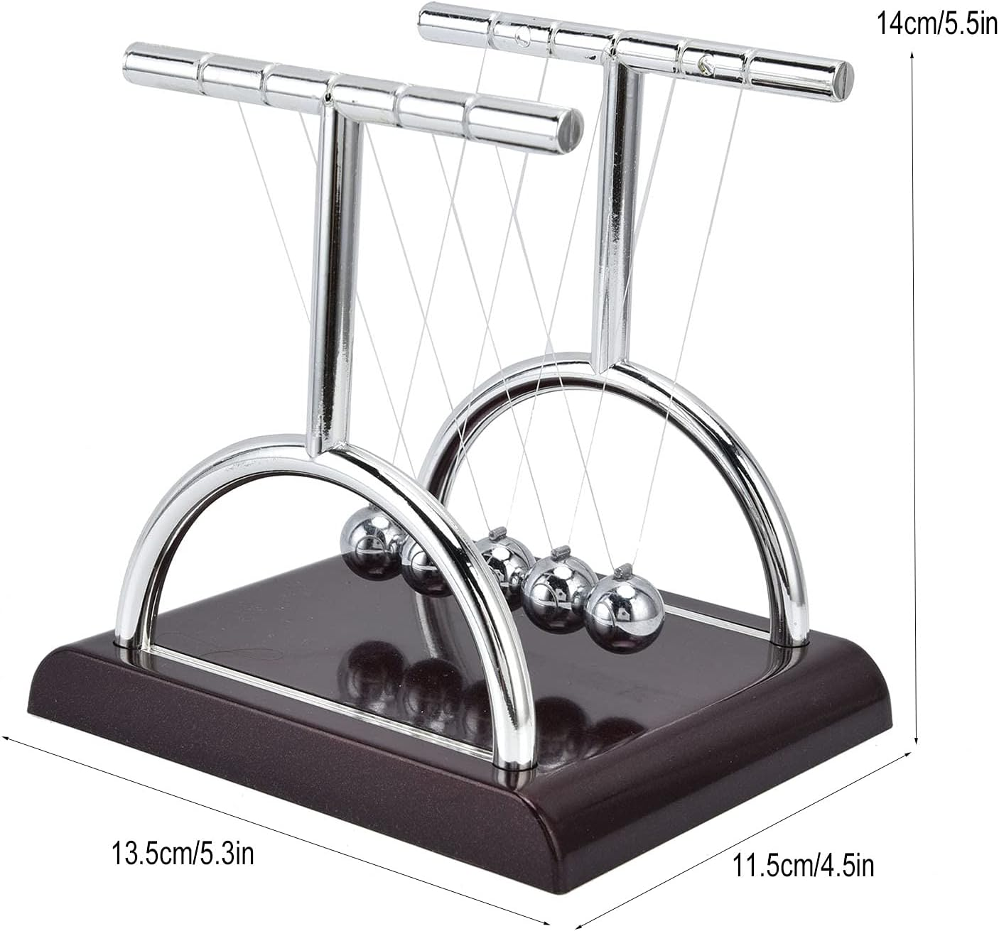 Newtons Balance Balls, Metal Balance Ball Art in Motion Toy with Plastic Base, Innovative Physics Science Educational Toy Pendulum Ball for Home Office Decoration