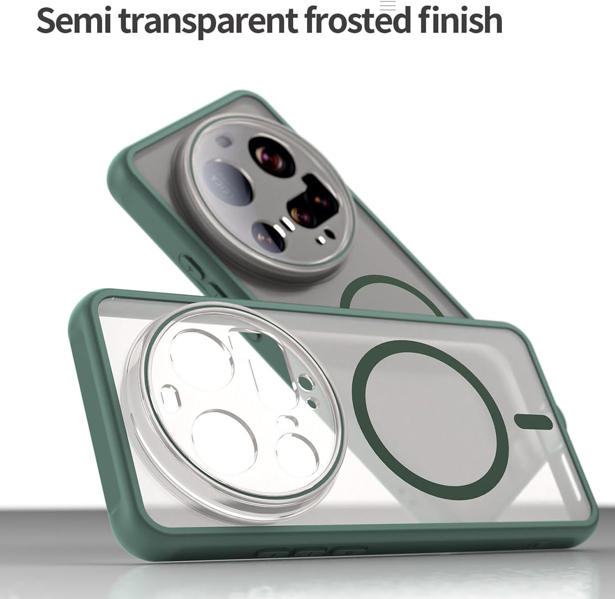 UPLAI Case for Xiaomi 15 Ultra, Slim Shockproof Magnetic Mobile Phone Case Case, Premium PC + TPU Silicone Bumper Stylish Translucent Frosted Matt Protective Case Green - Black image number 4