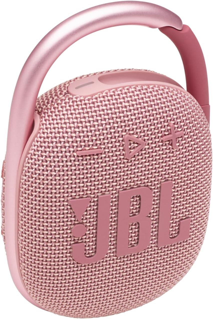 JBL Clip 4, Rich JBL Original Pro Sound, Bold Style and Ultra-Portable Design, Upgraded Integrated Carabiner, IP67 Waterproof and Dustproof, Wireless Bluetooth Streaming, Pink