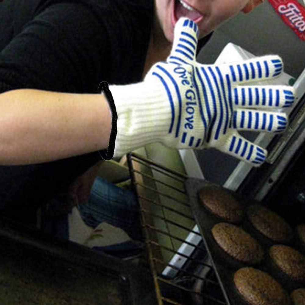 SACALA Heat Resistant Oven Gloves, a Pair of Non-Slip Kitchen Heavy Duty Microwave Roaster Gloves, Hot Surface Handler Silicone Shell Extreme Heat Proof Gloves for Baking Cooking Grill BBQ image number 2