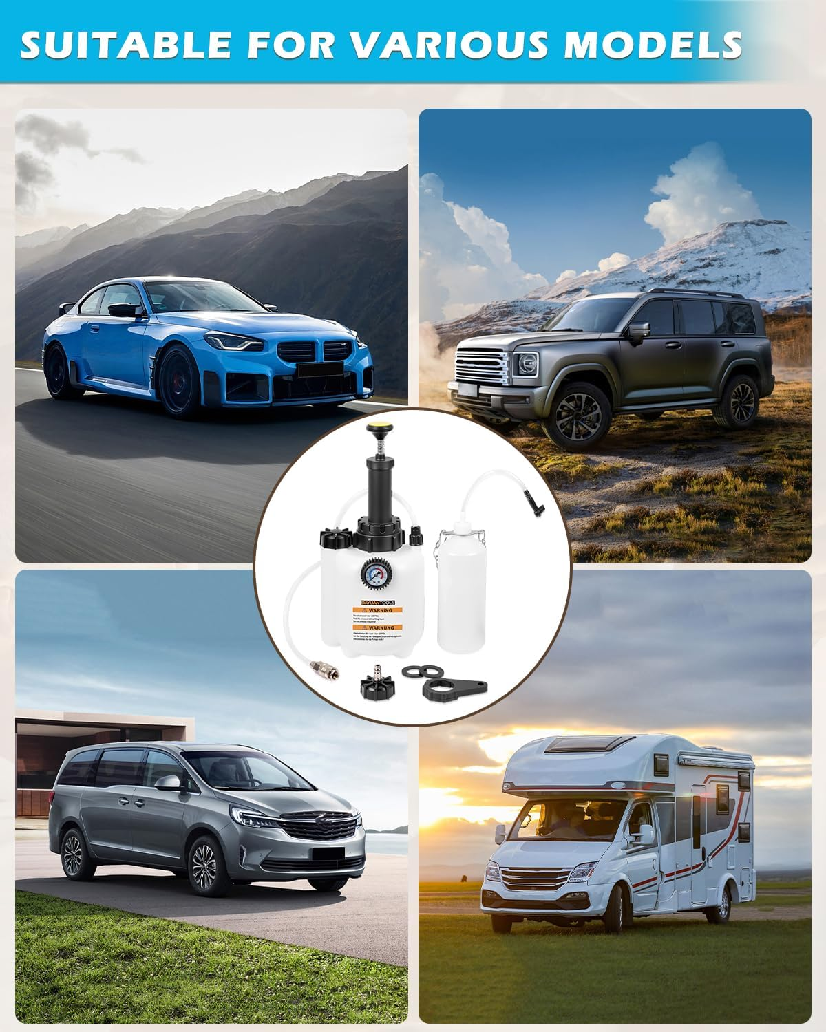 DAYUAN 3L Hand Brake Fluid Bleeder Bleeding One Man Tool Kit image number 1