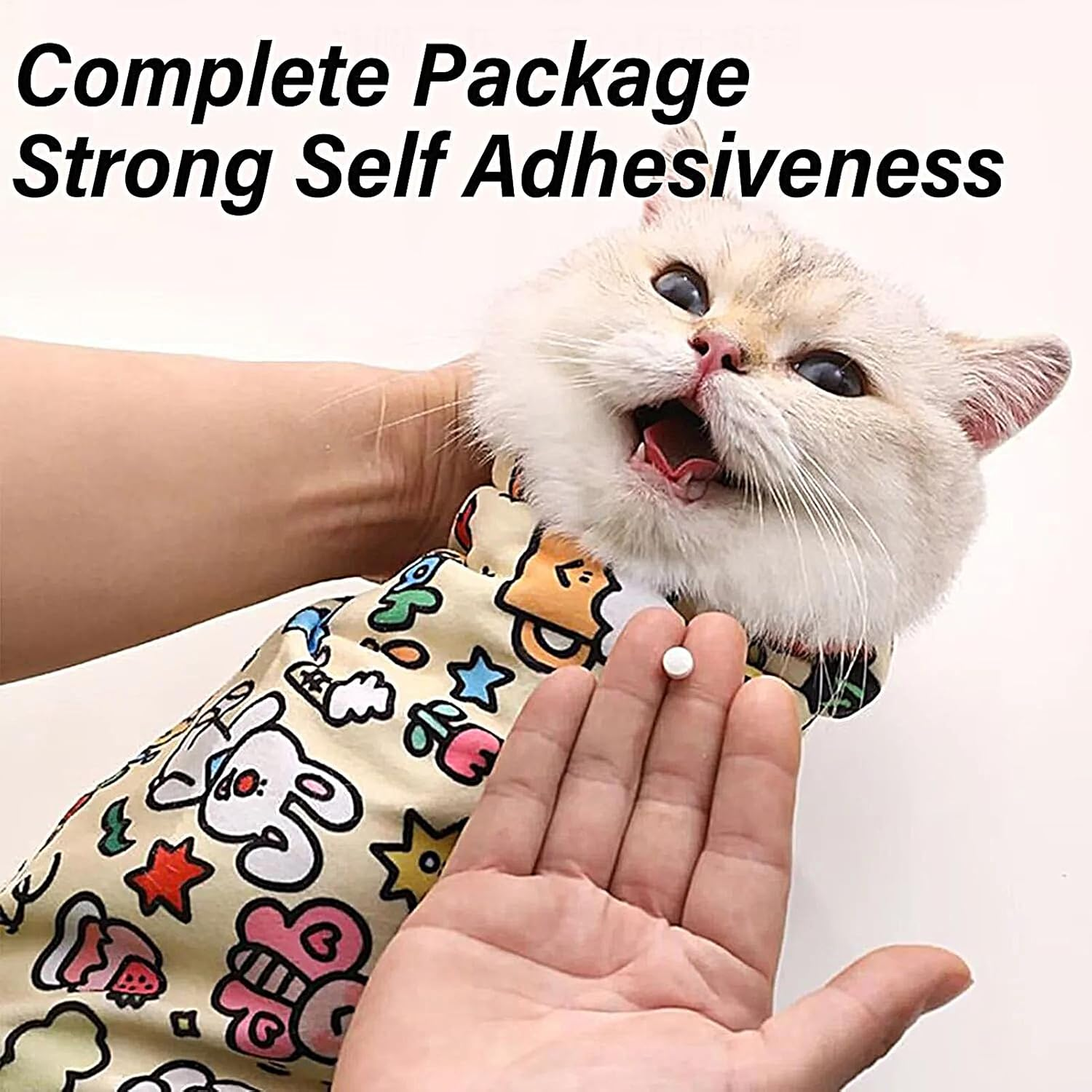 Cat Grooming Wrap - Kitten Swaddle Wrap Self-Adhesive - Small to Large Animals Anti-Bite Calming Bag for Feeding Ear Cleaning Coat Care Manicure image number 2