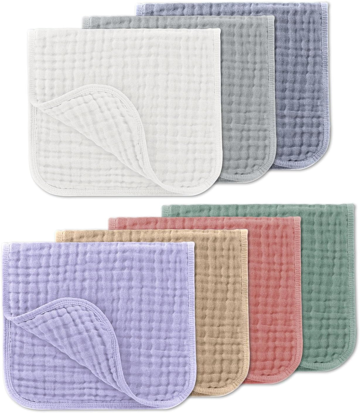 DAWNTREES Muslin Burp Cloths for Baby - 7 Pack,25X50Cm, Ultra Soft & Absorbent for Boys & Girls (Colour, 25X50Cm)