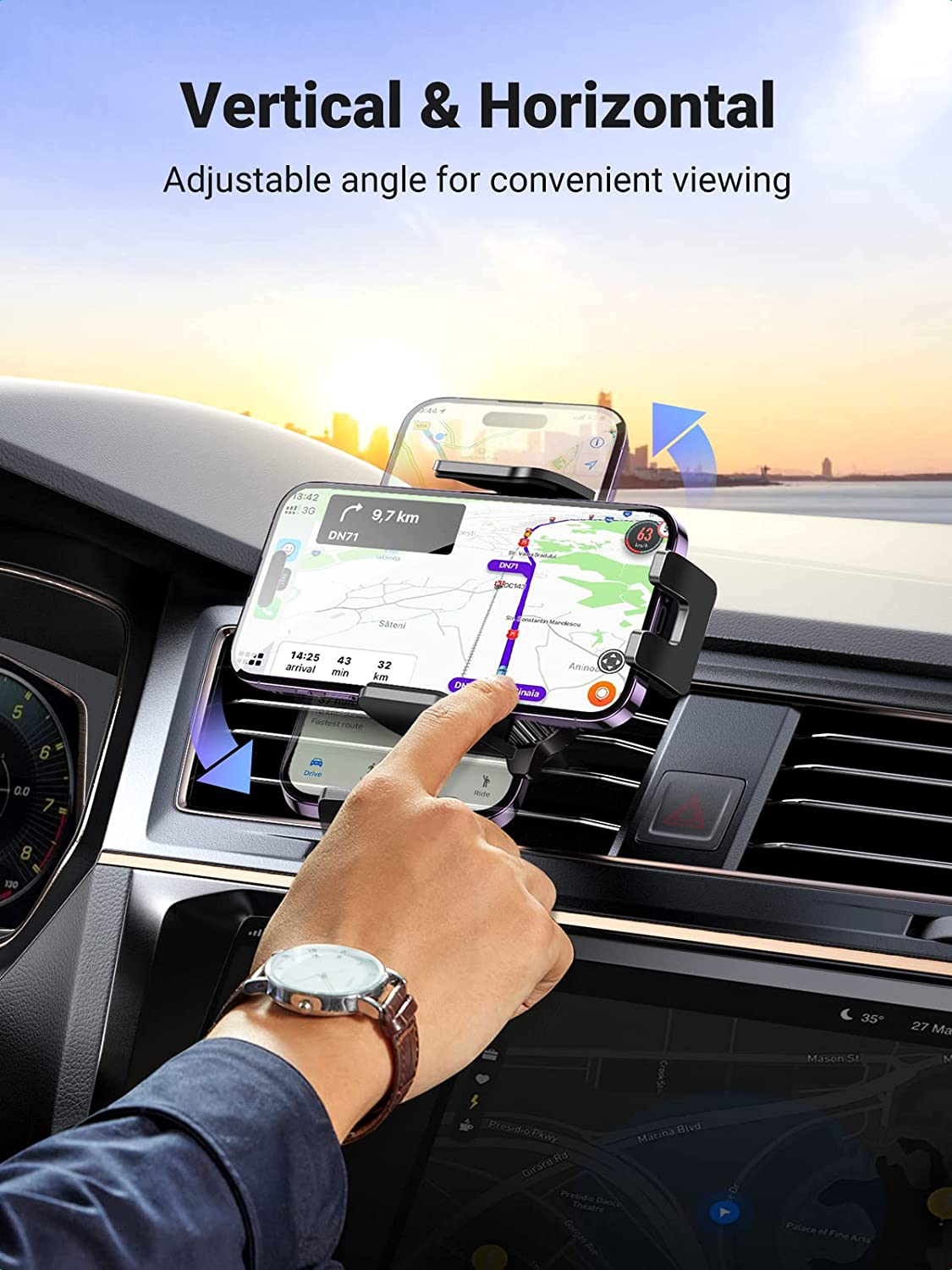 UGREEN 2 in 1 Car Phone Holder Mount for Dashboard Windshield Air Vent, Universal Cradle, Strong Suction Cup, Compatible with Iphone 16 Pro Max, Galaxy S24 Ultra image number 6