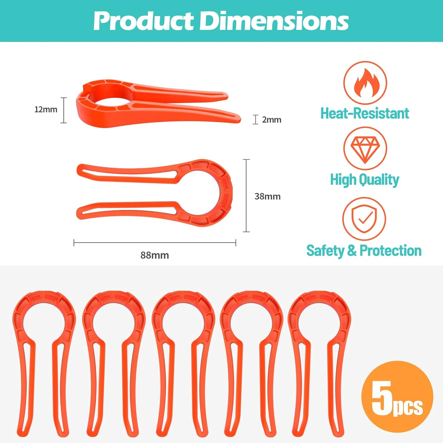 Stove Stoppaz Stove Knob Locks (5 Pack), Child Safety Guards, Durable Design - Baby and Pets Proof (Red) image number 4