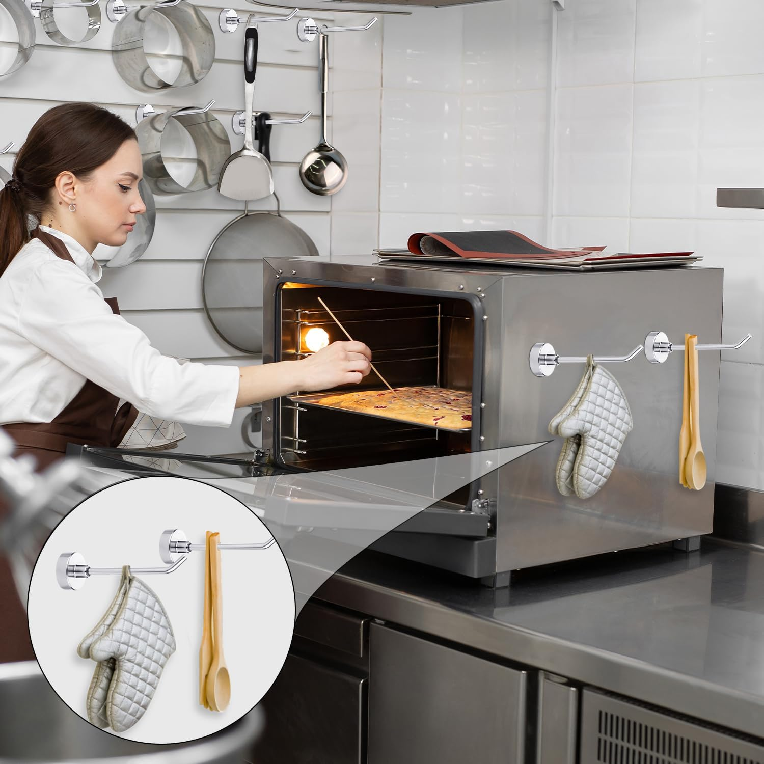 6Pcs Magnetic Hooks, 1.7 Lb Heavy Duty Magnet Hooks 3 Inch Long Magnetic Hooks for Hanging Strong Magnetic Hanger for Cruise Cabins, Towel, Grill, Fridge, Kitchen, Garage, Workplace (Silver)