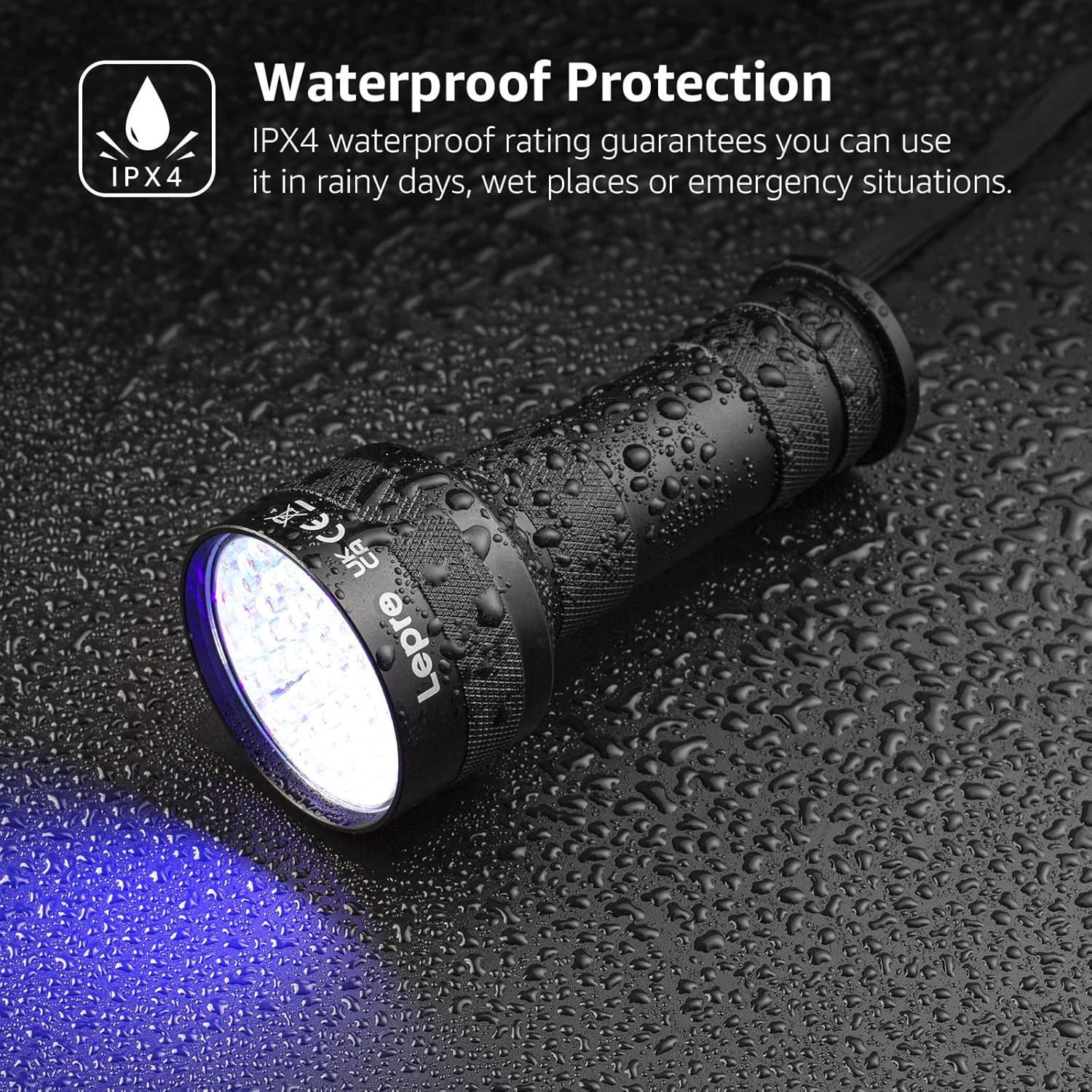 Lepro UV Torch, 51 LED UV Light Torch, 395Nm Ultraviolet Flashlight, Blacklight Detector for Pet Urine, Stain, Bed Bugs, Banknote and More image number 6