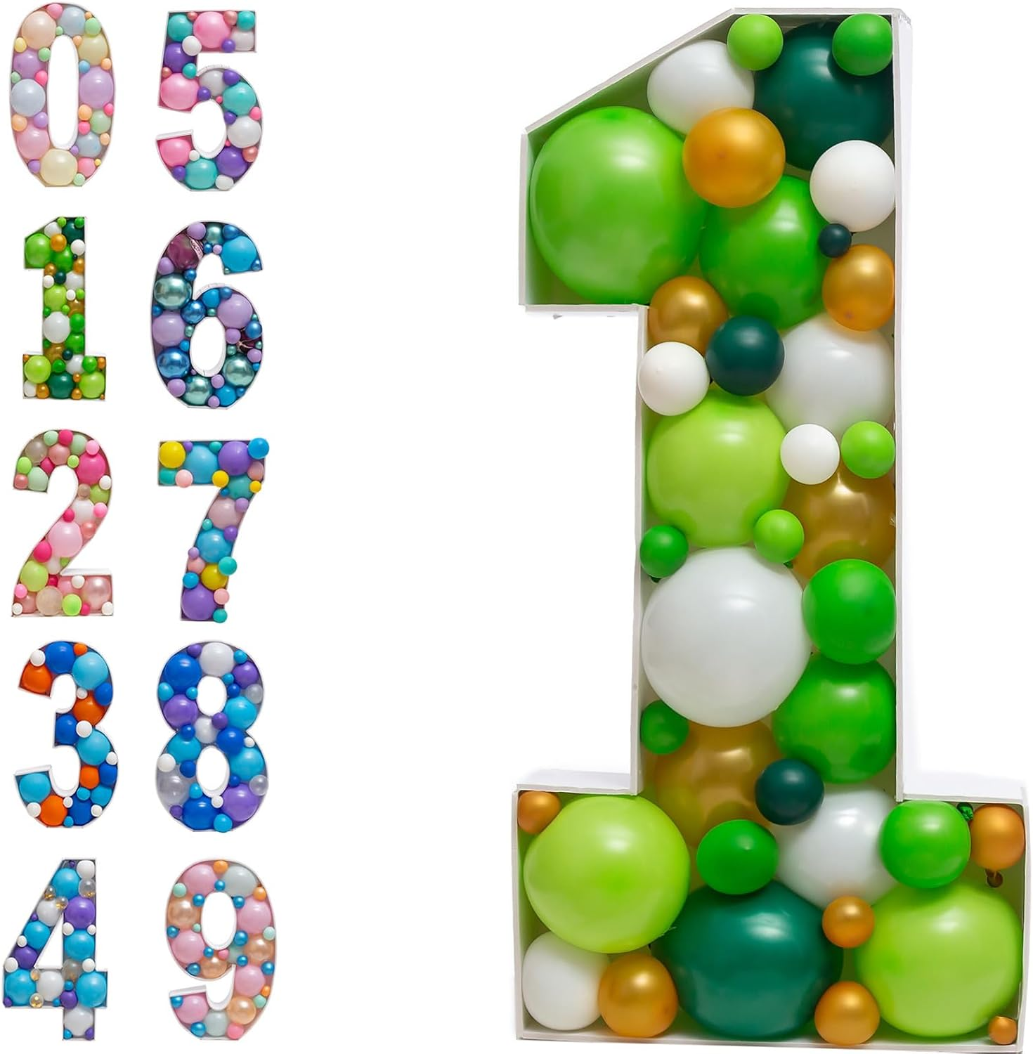 Joybox Design Mosaic Balloon Frame Light up Marquee Pre-Cut Kit Number 1 Cut-Out Extra Large Foam Board First Birthday Backdrop 1St Birthday Boy Girl Party Anniversary Decorations