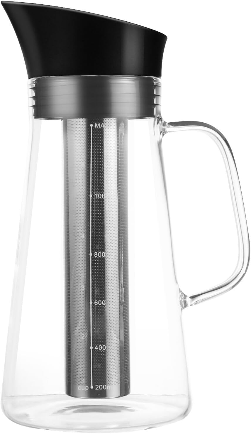 PERSELOSO Large Capacity Portable Heat-Resistant Glass Coffee Kettle with Filter Cold Brew Coffee and Tea Pot Lightweight and Easy to Clean for Travel and Home Use image number 4