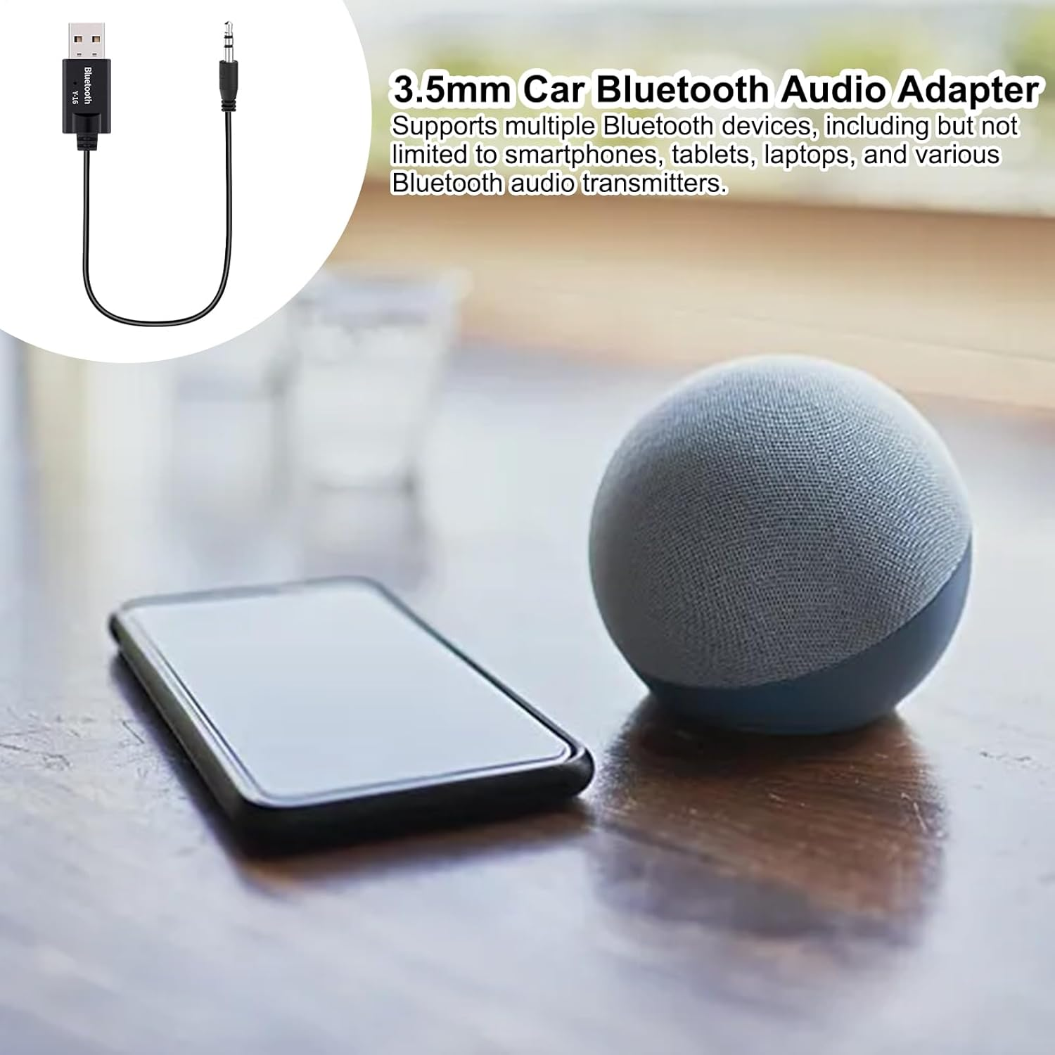 USB to 3.5Mm Audio Adapter | 3.5Mm Male AUX Audio Jack to USB Cable Adapter BT4.2, Plug and Play - Hi-Fi Music, Audio Car Stereo Jack Cables Cord for Car Stereo Home Speakers image number 2