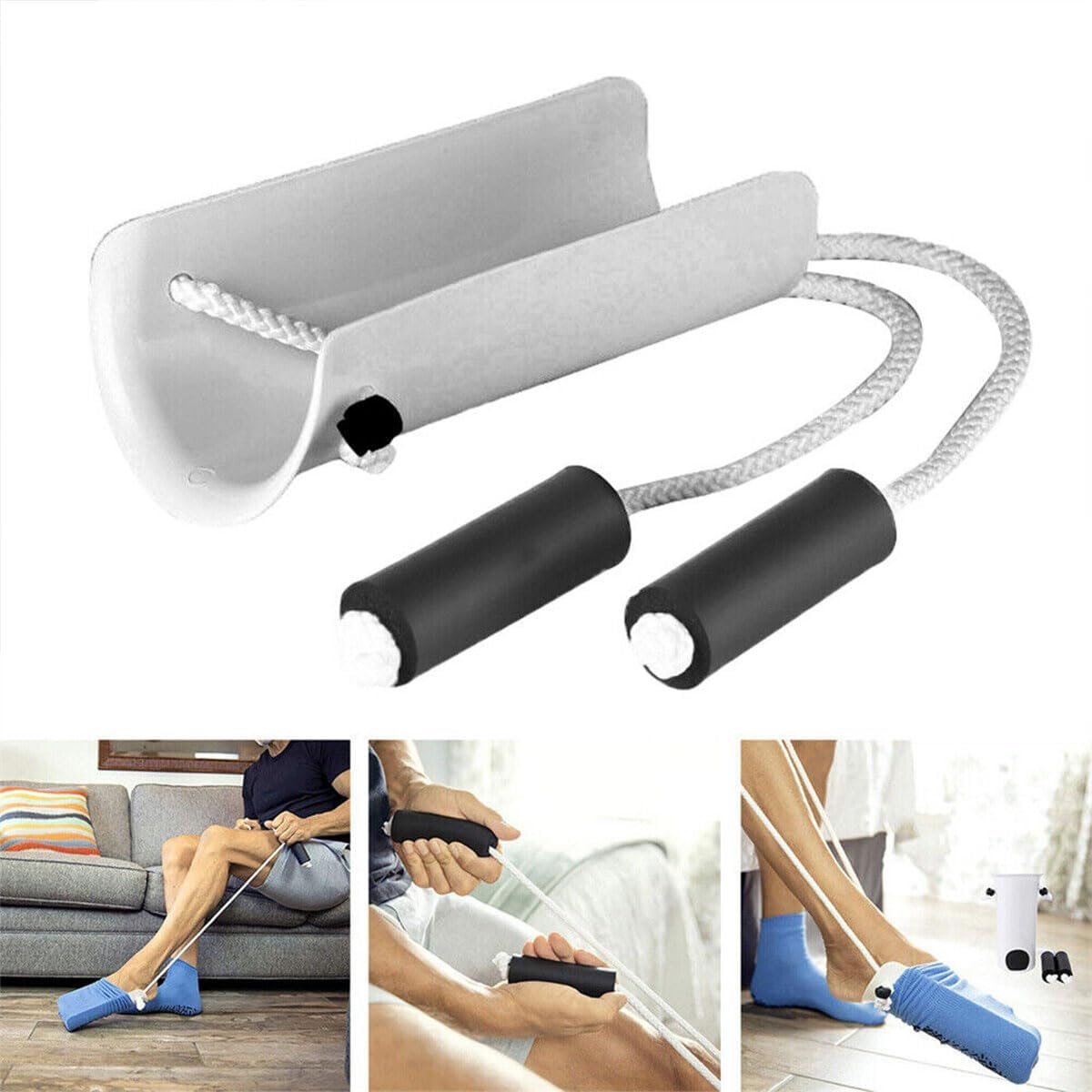 AIMALL Easy Sock Aid for Elderly and Pregnant, No-Bend over Sock Assist Device with Pull Ropes, Lazy Sock Wearer Helper, Durable and Simple to Use image number 4