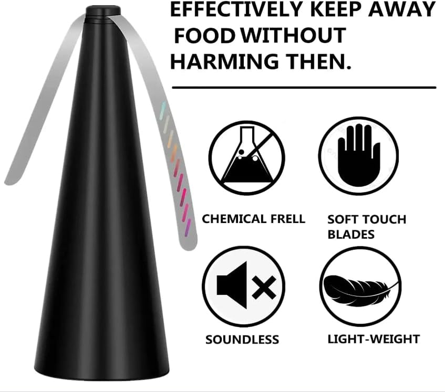 Fly Swatter Fan by Alphadesignluxe (USB or AA Battery Powered), Repellent Outdoor Indoor Portable Table Top Fan Fly Spinner with Holographic Blades for Picnic Patio Home Party BBQ (Bronze) - Silver image number 2