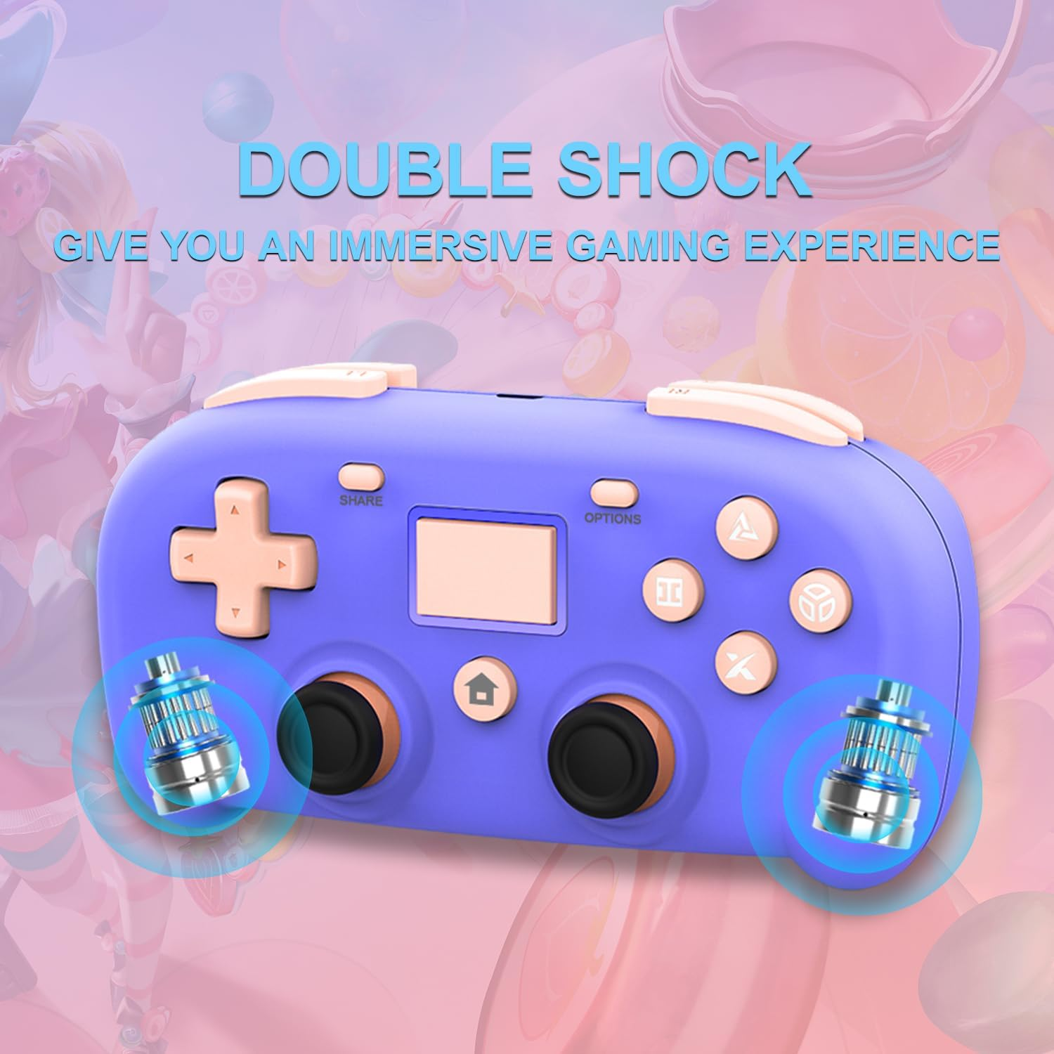 DYONDER Wireless Controller for Ps4,Mini Style PS4 Gamepad Compatible with Ps4/Pro/Slim,Pc Game Remote for Window10/8/7,Gaming Controller with Dual Vibration/6-Axis Sensor/Audio Function(Blue) image number 6