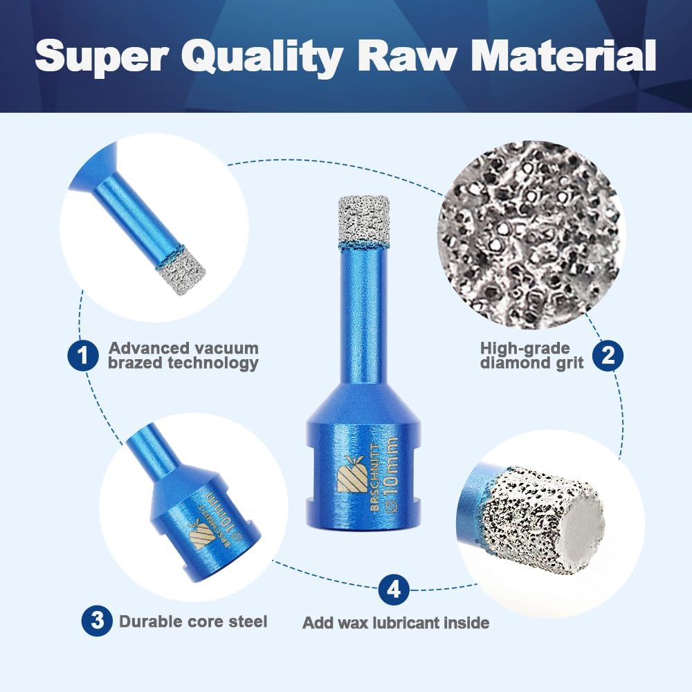 BRSCHNITT M14 Tile Drill Bit Diamond Drill Bit 6 Mm, 10 Pieces M14 Diamond Drill Bit for Porcelain Ceramic Tiles Marble Granite Stone