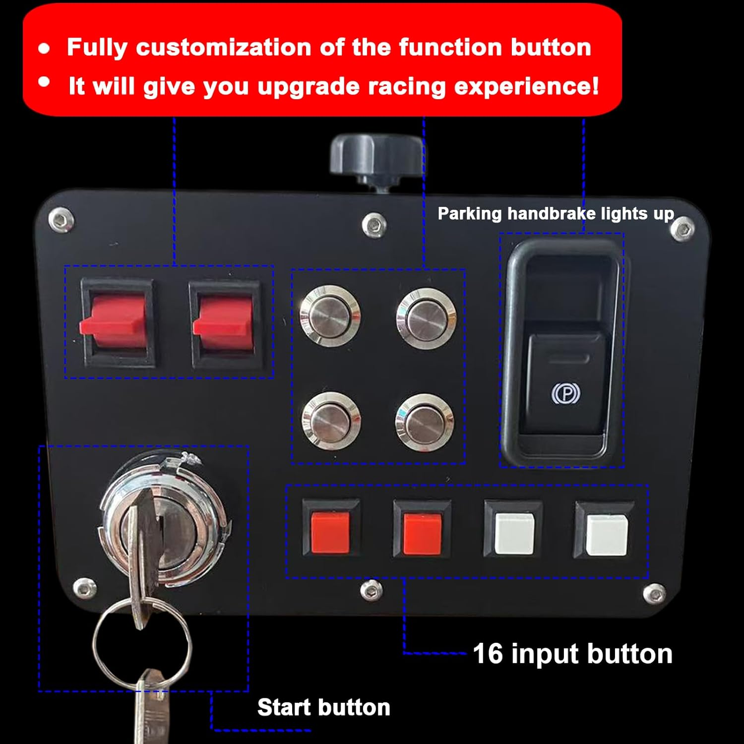 Obokidlyamor Simulator American Truck Button Box for G27/G29/G920/G923 with Mic PTT Microphone;Pc 16 Customizable Button Central Control Box ATS/ETS2 for MOZA R3/R5/R9/R12 Base image number 1