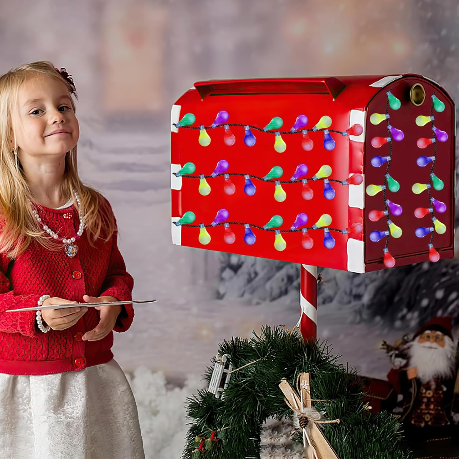 Christmas Car Refrigerator Magnets Lights Stickers, Reflective Car Magnet Decals Ornament, Christmas Bulb Light Shaped Magnets Set, Magnetic Wires Ornaments Decor (Colorful-18Pcs) image number 5