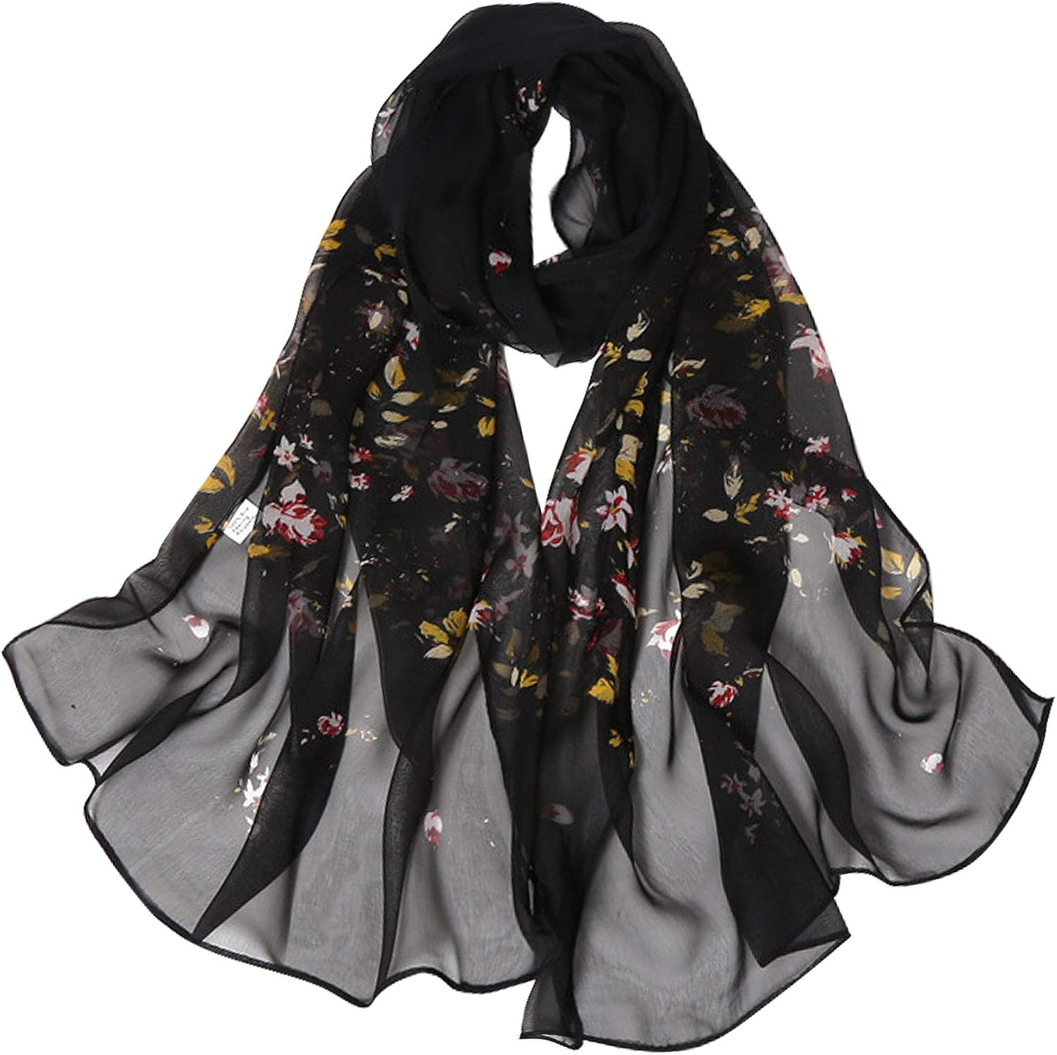 Floral Print Chiffon Scarf - Womens Fashion Scarfs Lightweight Head Scarf Sunscreen Scarves Shawls Wrap for Women