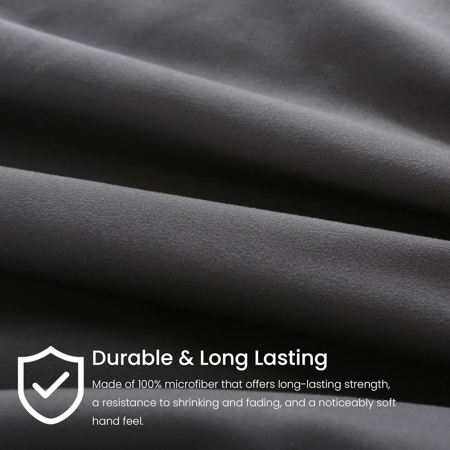 LINENOVA Quilt Cover Set Double Size - Brushed Microfiber 1200TC Super Soft Duvet Cover Set 3 Pieces with Button Closure, 1 Duvet Cover and 2 Pillowcases(Double Size, Dark Grey) image number 3