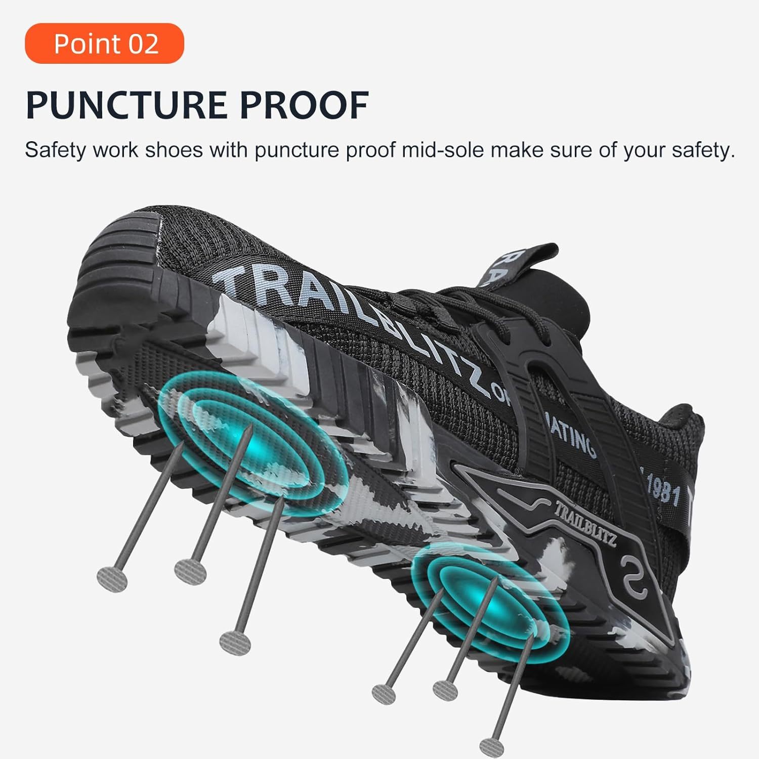 Composite Steel Toe Shoes for Men Work Safety Sneakers Non Slip Comfortable Lightweight Breathable Mens Hard Toe Industrial Construction Tennis Slip on Footwear image number 1