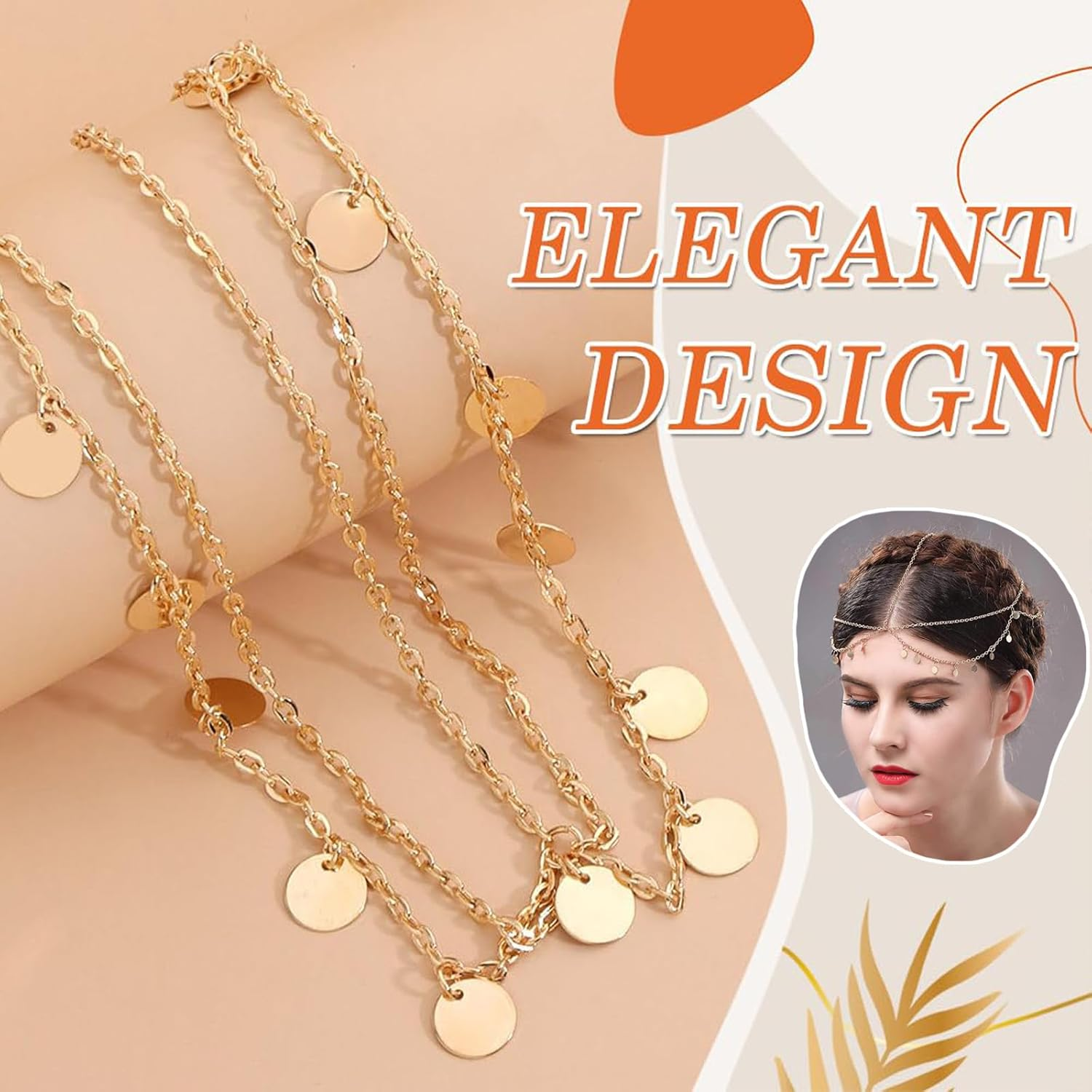 JOOTUEPO Boho Head Chain, Gold Headpiece Tassel Indian Gold Headband, Wedding Hair Accessory Gift for Her Bohemia Vintage Jewelry Forehead Headbands for Women and Girls Wedding Prom image number 3