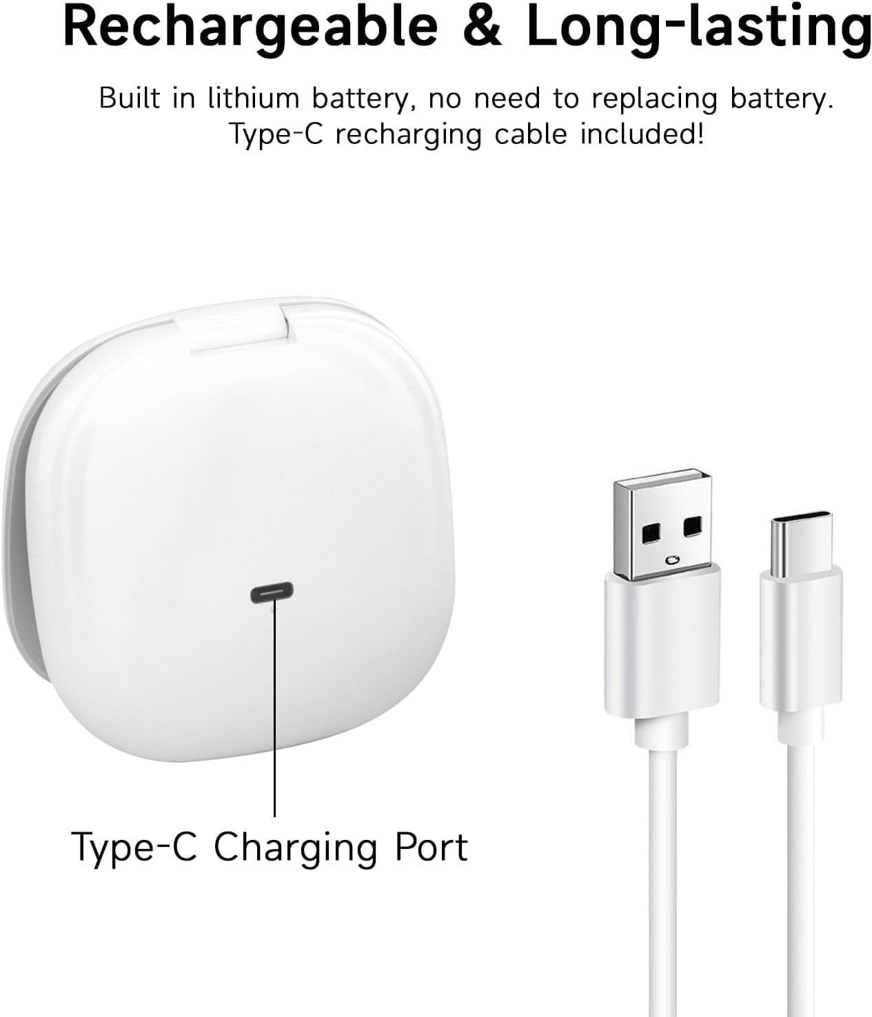 QUMOX 5X Magnifying Lighted Makeup Mirror &ndash; Compact Rechargeable Travel Mirror with LED Light, 3 Color Modes, Dimmable Touch, USB-C Portable Cosmetic Mirror (White) - White image number 3