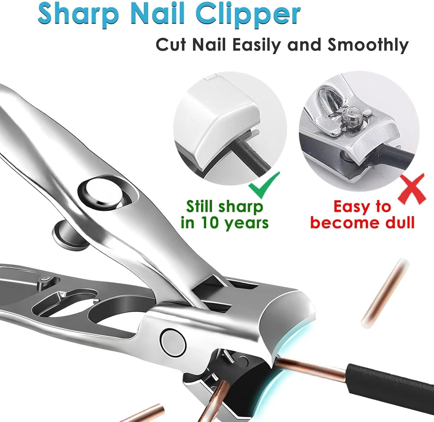 Nail Clippers for Men Women Thick Nails, Large Wide Jaw Opening Toe Nail Clippers for Seniors, Long Handle No Splash Fingernail Clipper with Catcher and Safety Lock image number 2