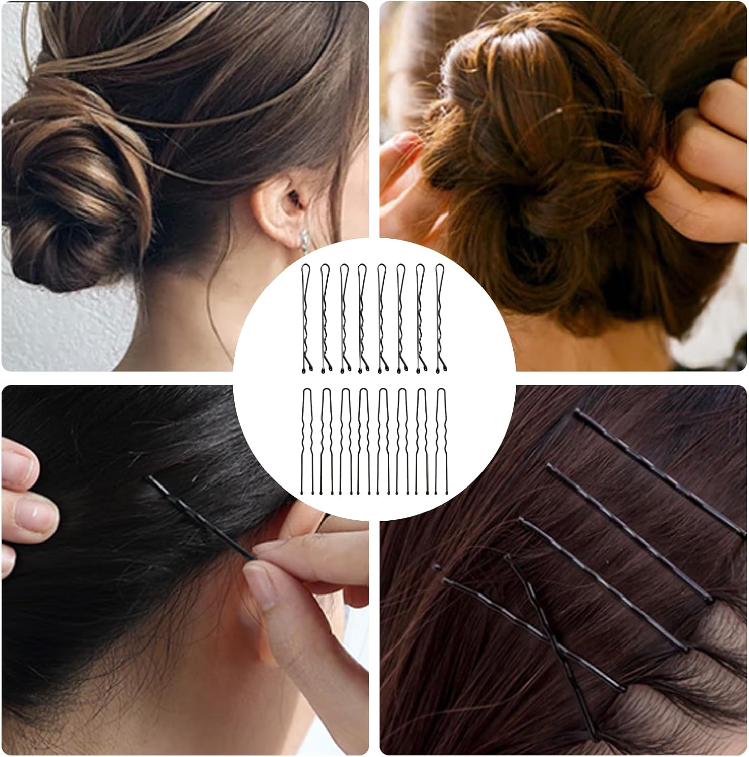 Pack of 112 Hair Pins, Bobby Pins, French Hair Clips, Hair Clips, Women Girls, Wave Shape & U-Shaped Hair Clip, Small for Buns, Long Straight Hair Accessories image number 3