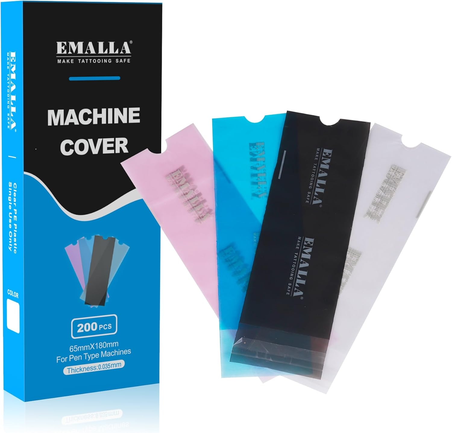Emalla Large Tattoo Machine Covers, 200Pcs Sealable Tattoo Pen Sleeves Pink Machine Bags 2.5" X 7.1" Pen Covers Upgrader Material Disposable Pen Bags for Tattoo Supplies