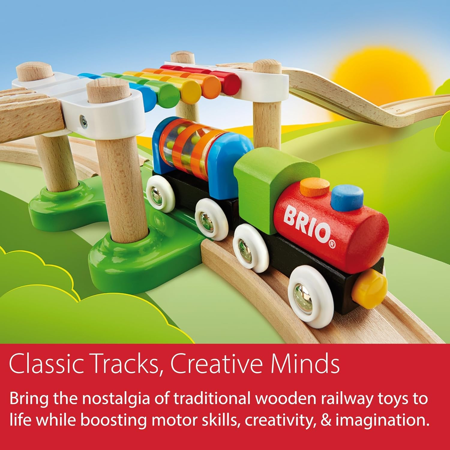 BRIO 33727 My First Railway Beginner Pack &ndash; 18-Piece Wooden Train Set for Toddlers, Starter Track & Engine Set, Early Learning & Role Play Toy, Age 3 Years+