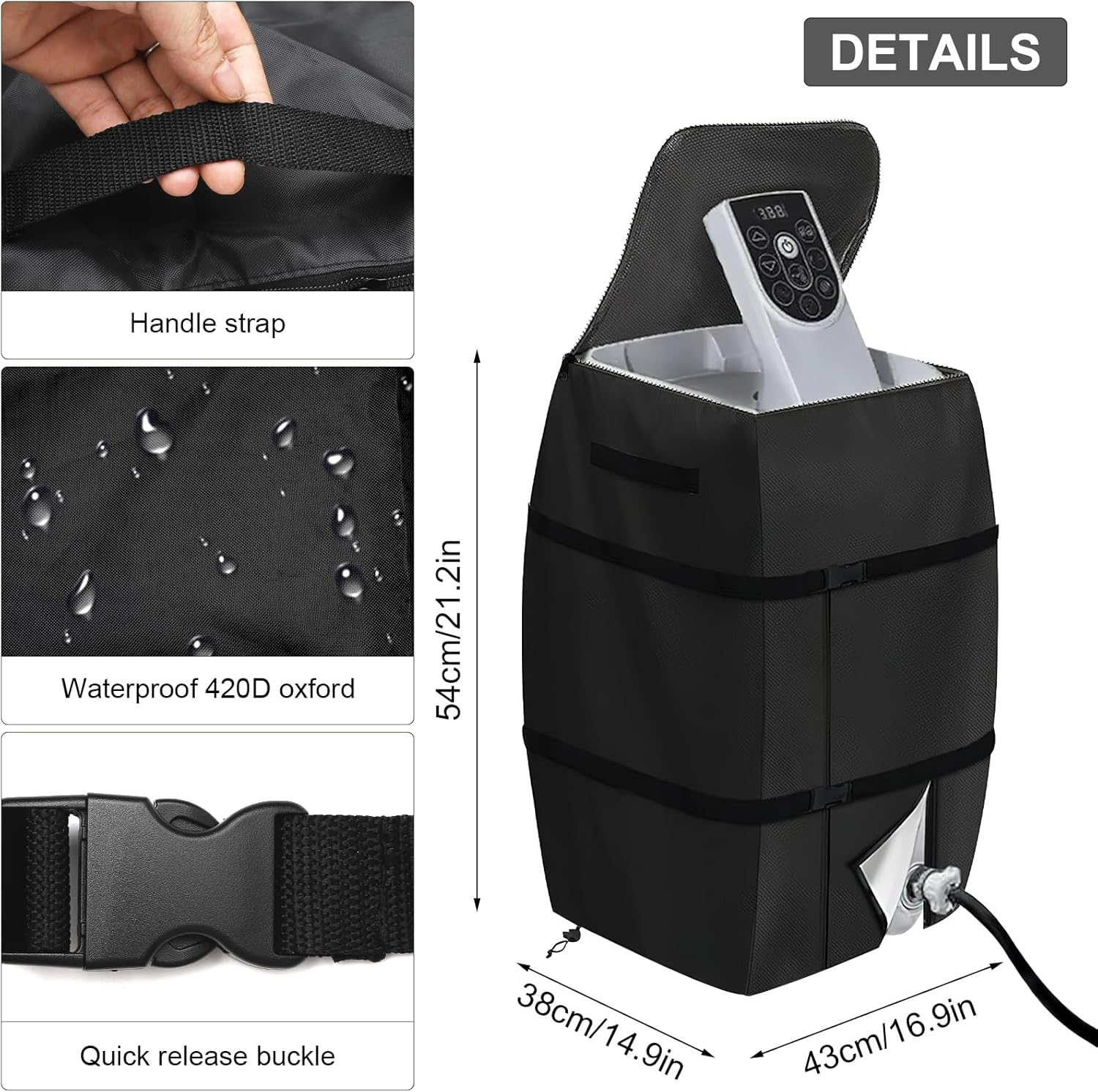 Hot Tub Cover,Spa Heater Pump Cover Waterproof Dustproof Insulated Pump Cover with Zipper Opening Lazy Spa Thermal Cover Accessories Hot Tub for Outdoor Travel Bathtub Pools Inflatable Bathtubs(Black) image number 5