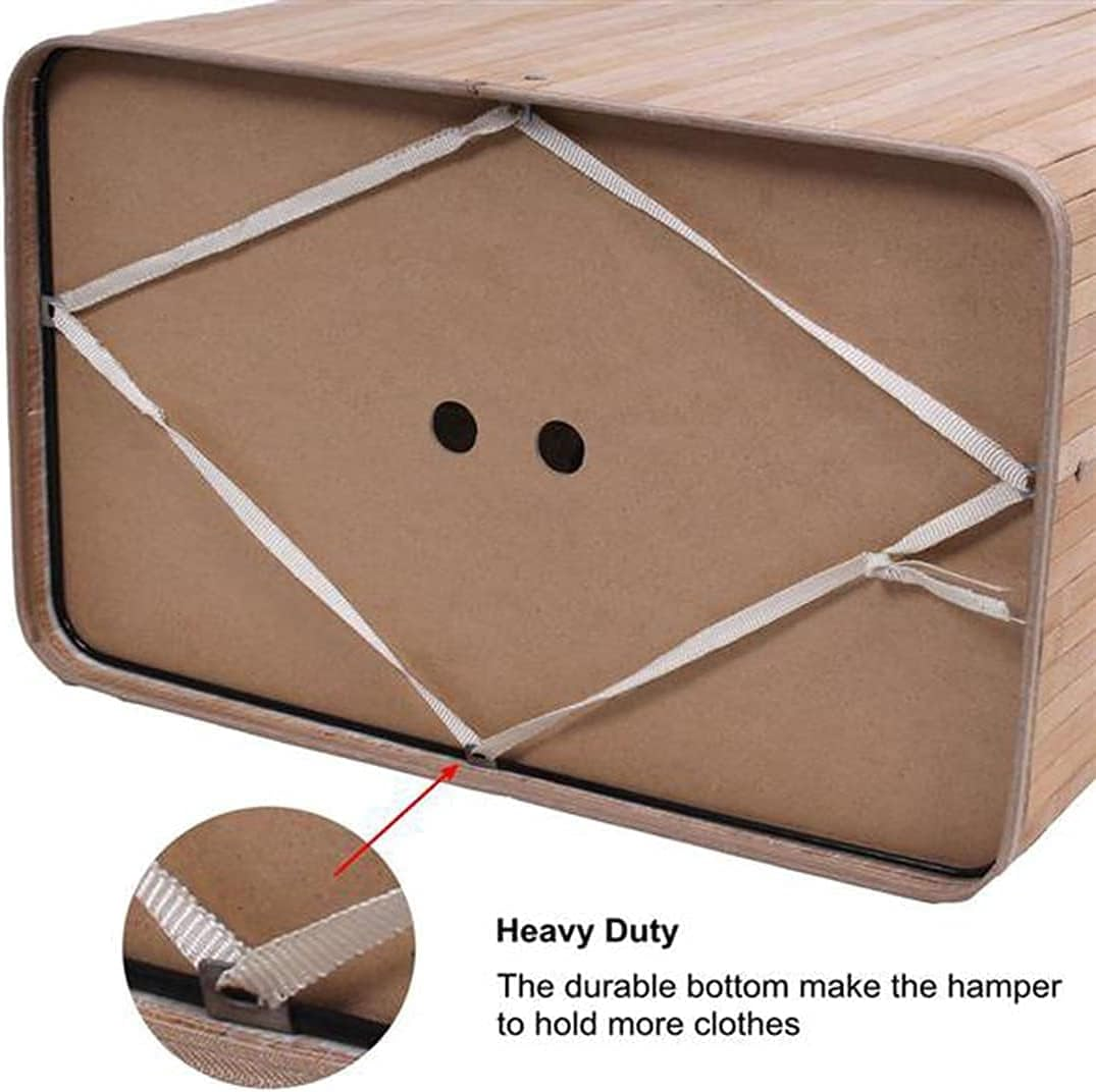 Large Laundry Handles Laundry Basket, Cotton Rope Laundry Hamper, Storage Basket Bamboo Woven Basket Dirty Clothes Hamper Organizer Rectangle & round (Rectangle) image number 3