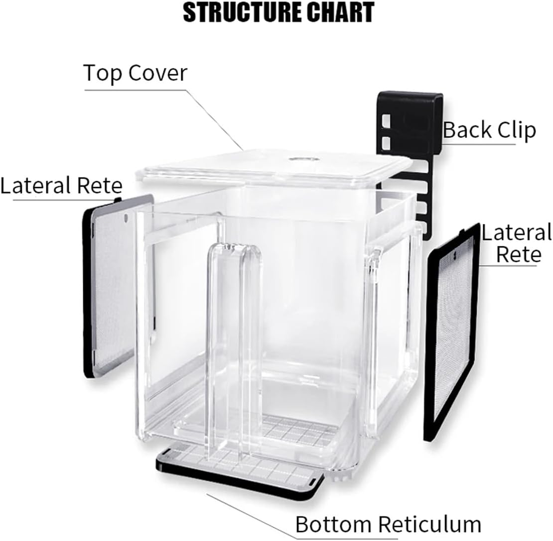AIMALL Acrylic Fish Tank Breeding Isolation Box, Clear Hanging Newborn Fry Breeder, 5.91 X 5.91 X 5.91 Inches image number 2