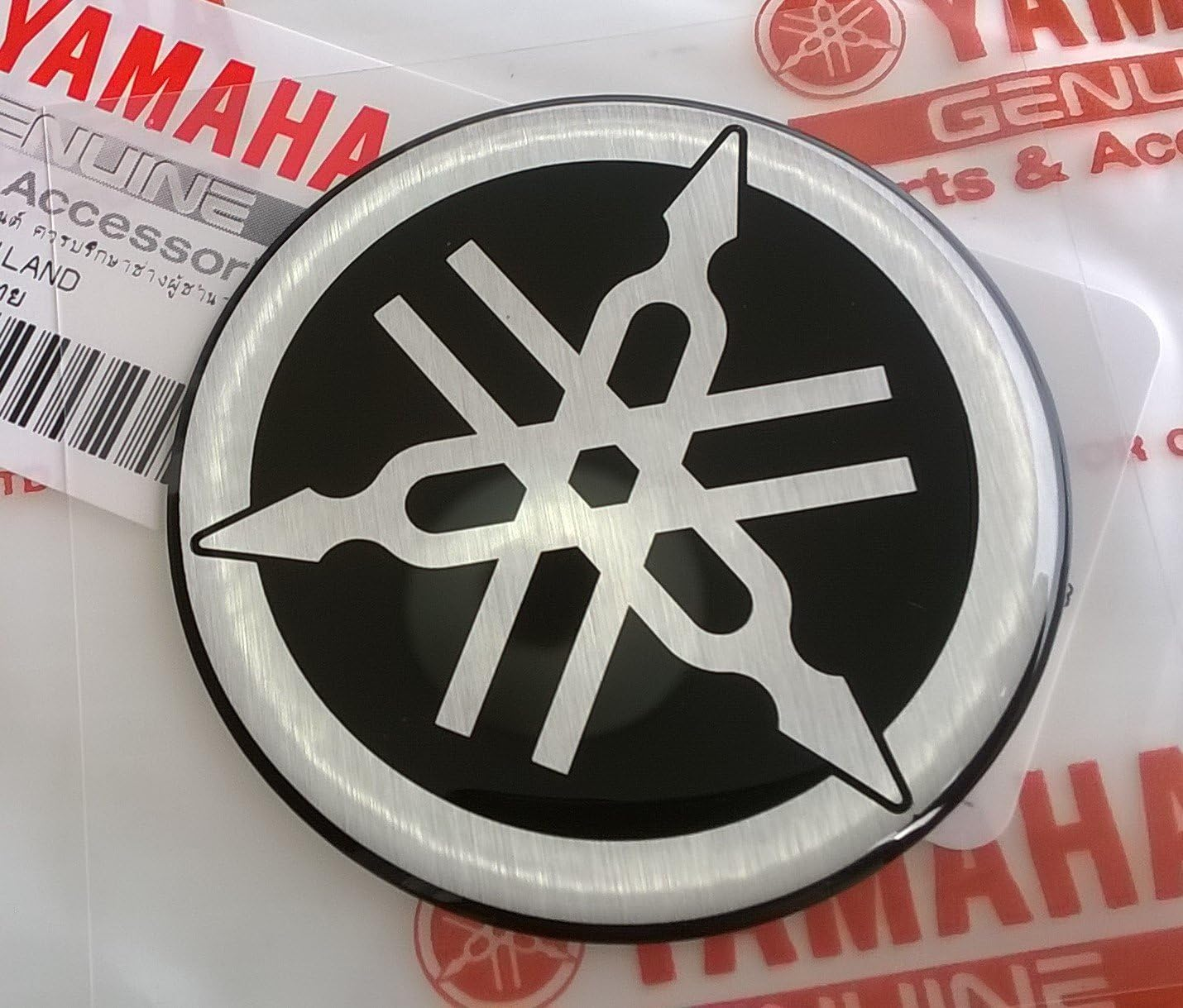 Yamaha 2CM-F313B-00 - Genuine 50MM Diameter Yamaha Tuning Fork Decal Sticker Emblem Logo Black/Silver Raised Domed Gel Resin Self Adhesive Motorcycle/Jet Ski/Atv/Snowmobile