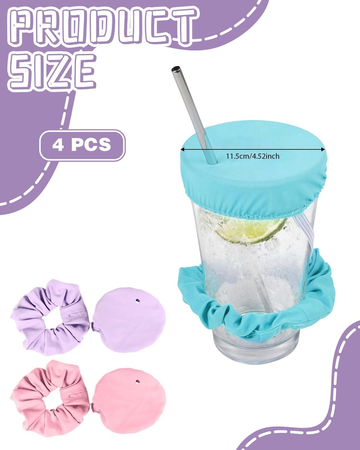 JUKOTA 4Pz Headband Drink Cover, Drinking Covers for Alcohol Protection, Reusable Cup Cover with Straw Hole, Drink Spiking Prevention, Anti-Drug Glass Protection, Drink Protection for Women image number 2