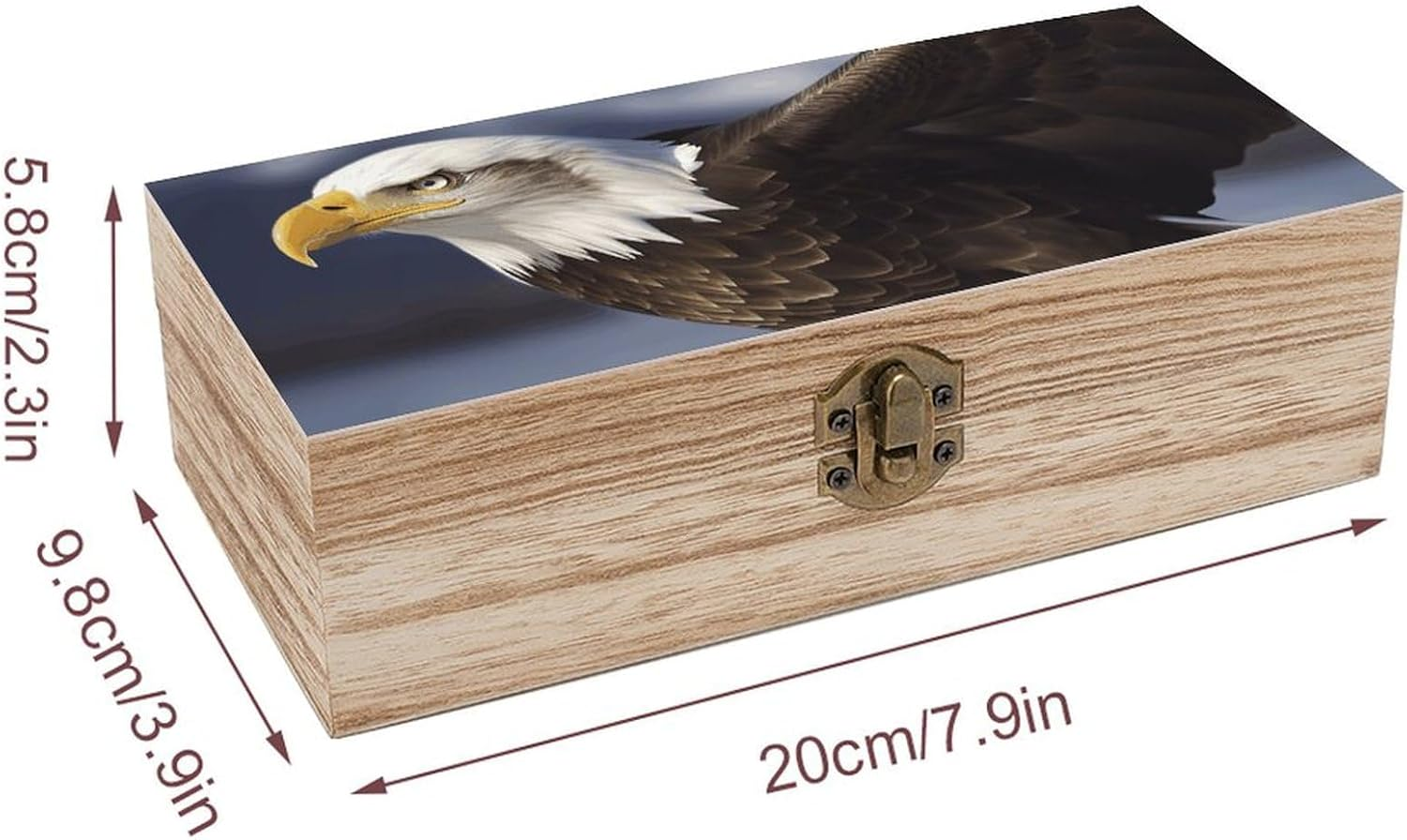 Bald Eagle Wooden Box Wood Wedding Keepsake Boxes with Lids Small Decorative Boxes Lightweight Wooden Memory Storage Box for Crafts Keepsakes Jewelry Photo Letter Storage