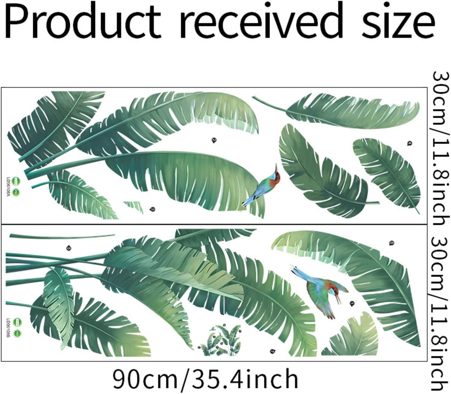 Green Plant Wall Stickers, Tropical Rainforest Monstera Leaf Decal Natural Palm Leaves Nordic Green Leaf Plants Banana Leaf Bird Wall Mural Bedroom Living Room (Green Palm Tree) image number 4