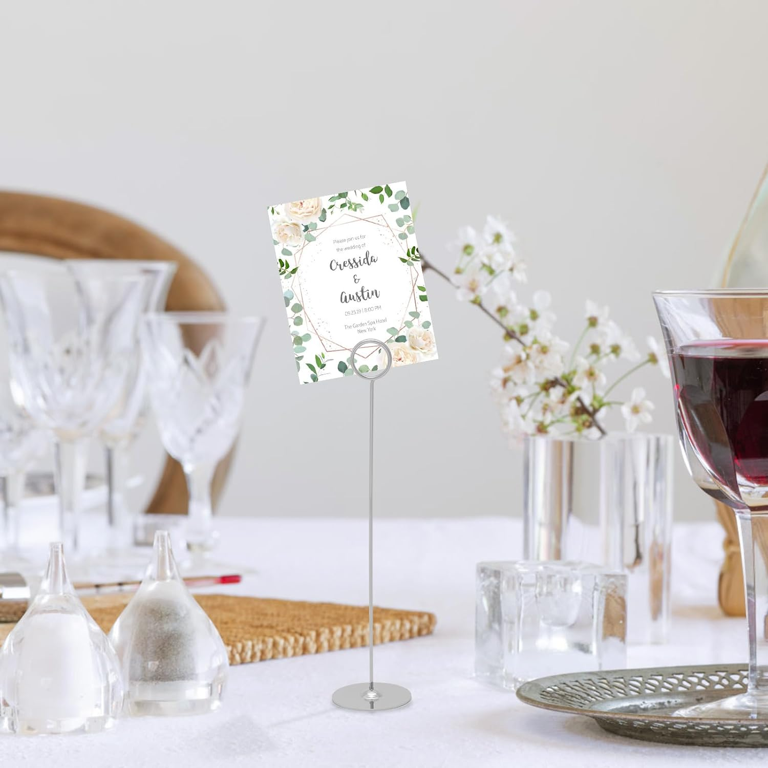 Urban Deco Place Card Holder Table Number Holder Wedding Card Holder 12 Inch Set of 16 for Restaurants Weddings Banquets (12" Silver Place Card Holder)