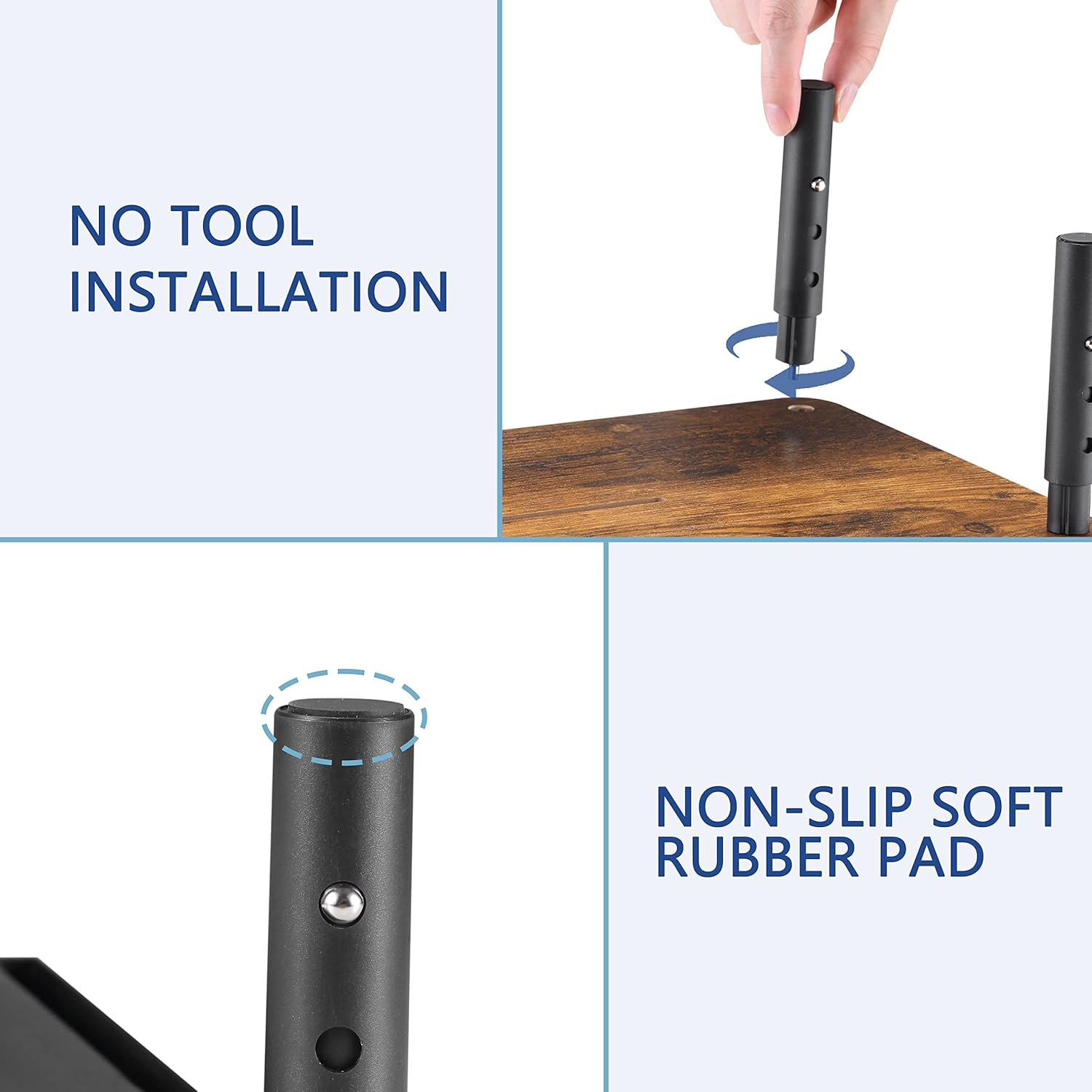 ETHU Dual Monitor Stand Riser for Desk, Computer Desk Monitor Stands for 2 PC Monitors, Computer, Laptop and Printer, 3 Adjustable Shelf Length and Angle Desktop Stand with Phone Holder and Drawer, Office Supplies, Computer Accessories(Walnut) image number 6