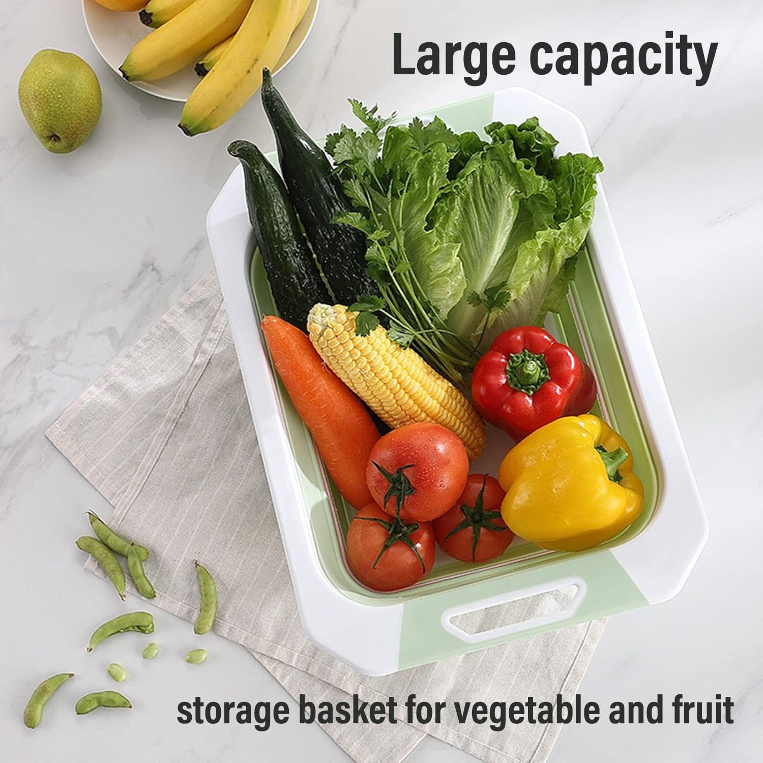 Collapsible Dish Basin with Drain Plug, Space Saving Multiuse Foldable Wash Basin, Dish Tub, Dishpan, Kitchen Sink, Beverage Tubs, Camping Sink for Washing Dishes and Vegetable (Green) image number 6