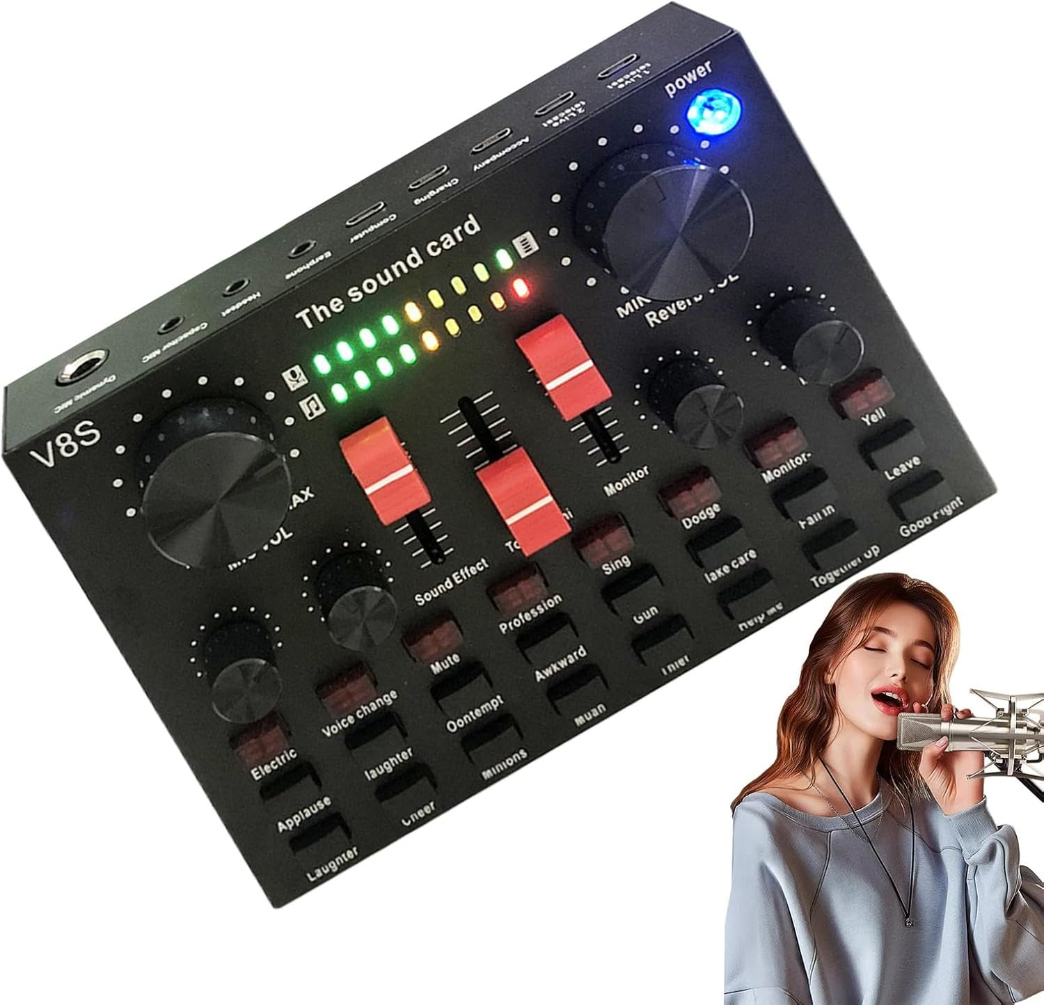 Audio Mixer for Streaming, DJ Sound Controller, Sound Board Console, Compact Voice Changer Board, Portable Audio Mixer, DJ Studio Soundboard, Voice Effects Mixer, Streaming Mixer Board, Stereo DJ Mixe image number 4
