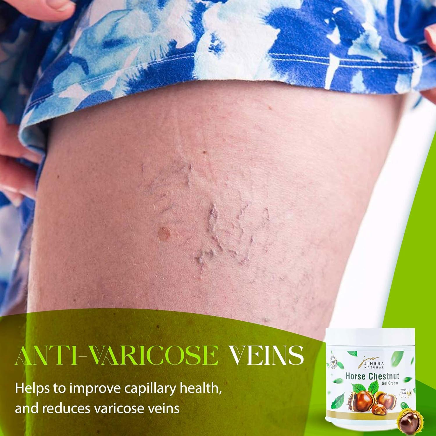 Horse Chestnut Gel Cream for Varicose Veins Legs (500Ml/16.9 Fl Oz), Relaxing, Cooling, Soothing Cream for Feet, Legs, Knees, Back