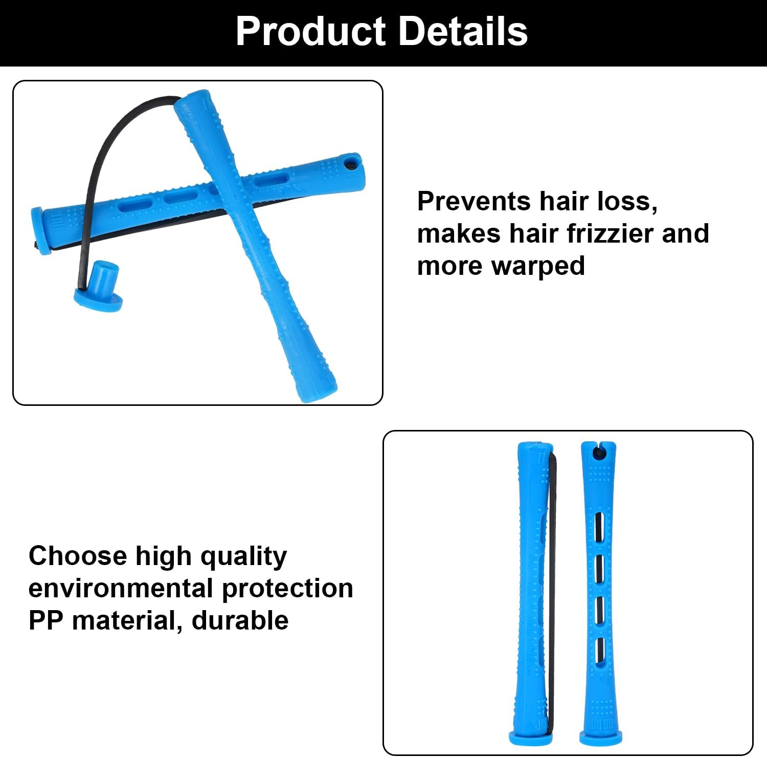 Pack of 50 Small Curls, Perm Set Curlers Hair Wave Rods Curlers for Perm Short Cold Wave Bars with Rat Tail Comb, for Hairdresser (Blue, Diameter 0.35 Inches) image number 4