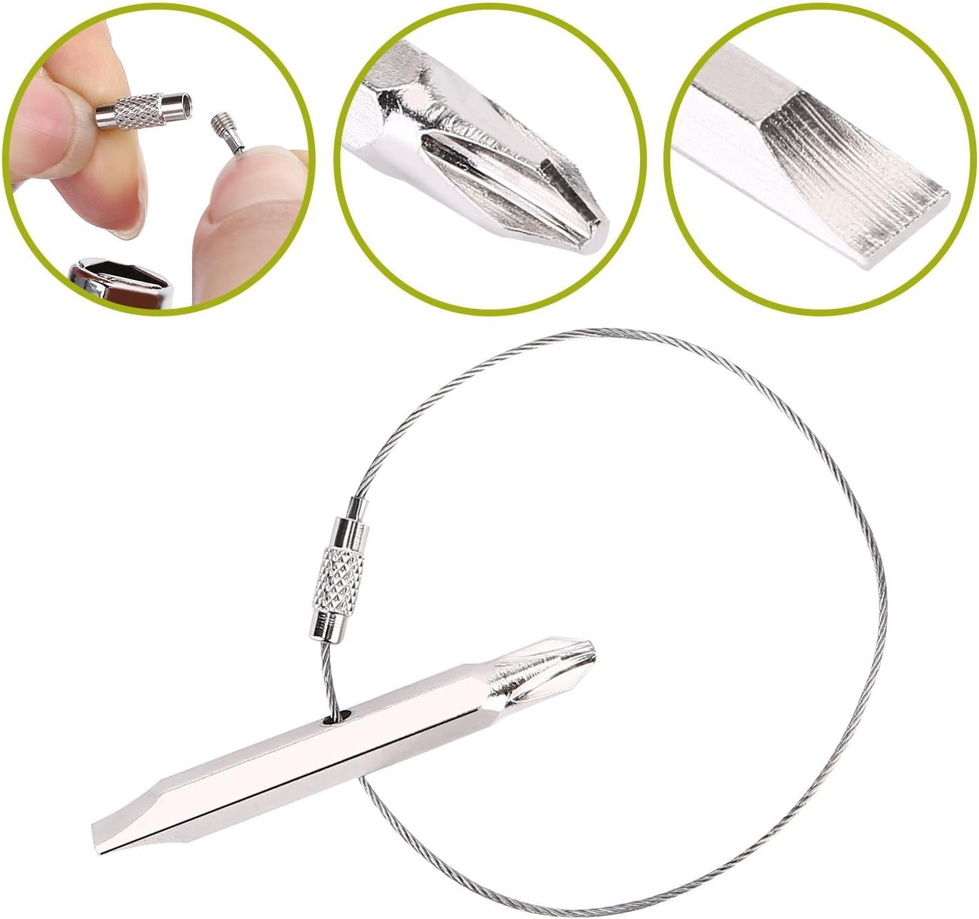 Suoyanuo Multifunctional Twin Key Cabinet Key Wrenches Cross Key with 1 Chain 10 Profiles Train Door Key. (Silver) image number 3