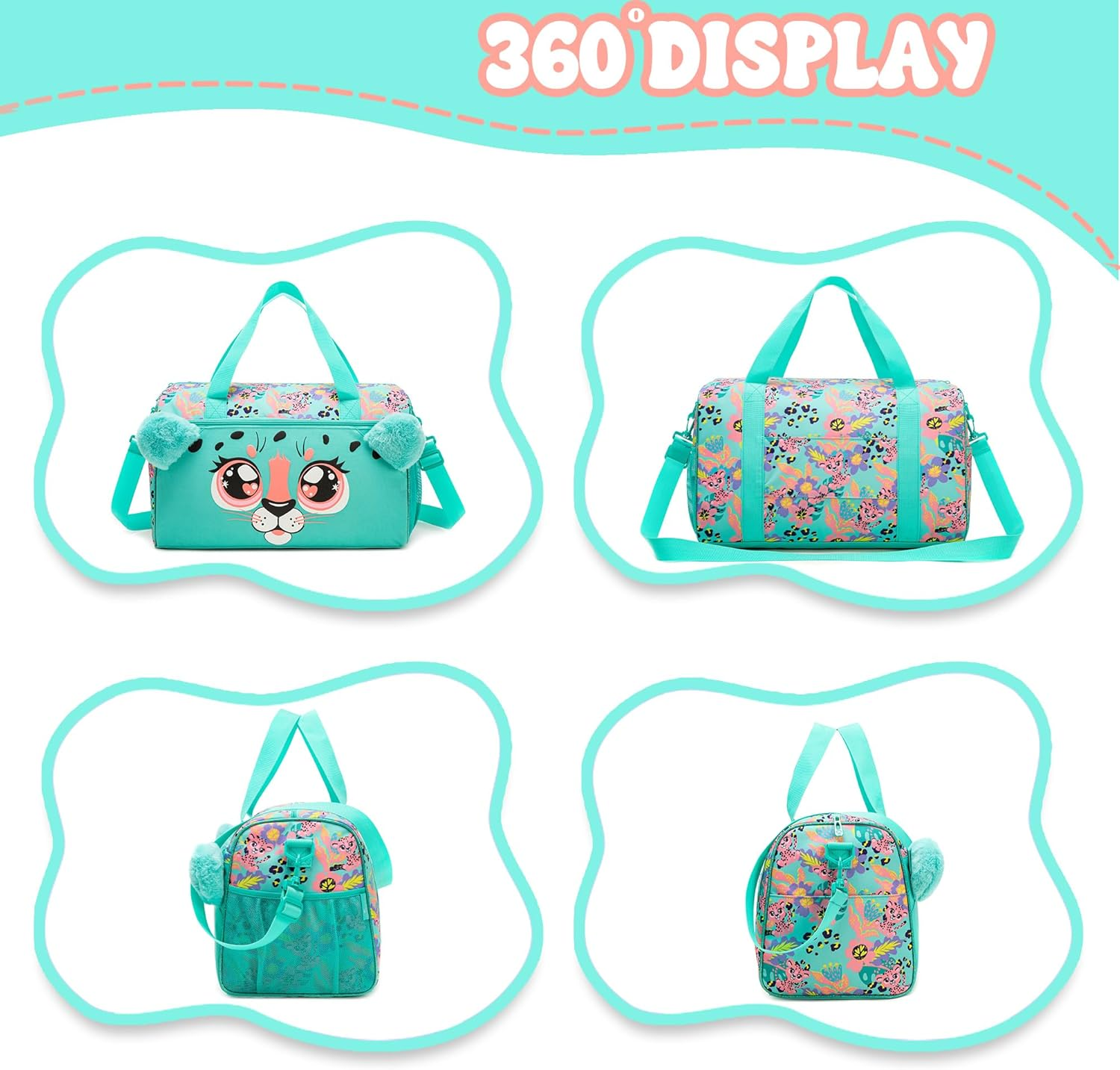 Homskiii Kids Luggage Sets with Wheels Girls Travel Softside Suitcases 16" Carry on Suitcase Airline Approved, 01 Green, 16Inch image number 2