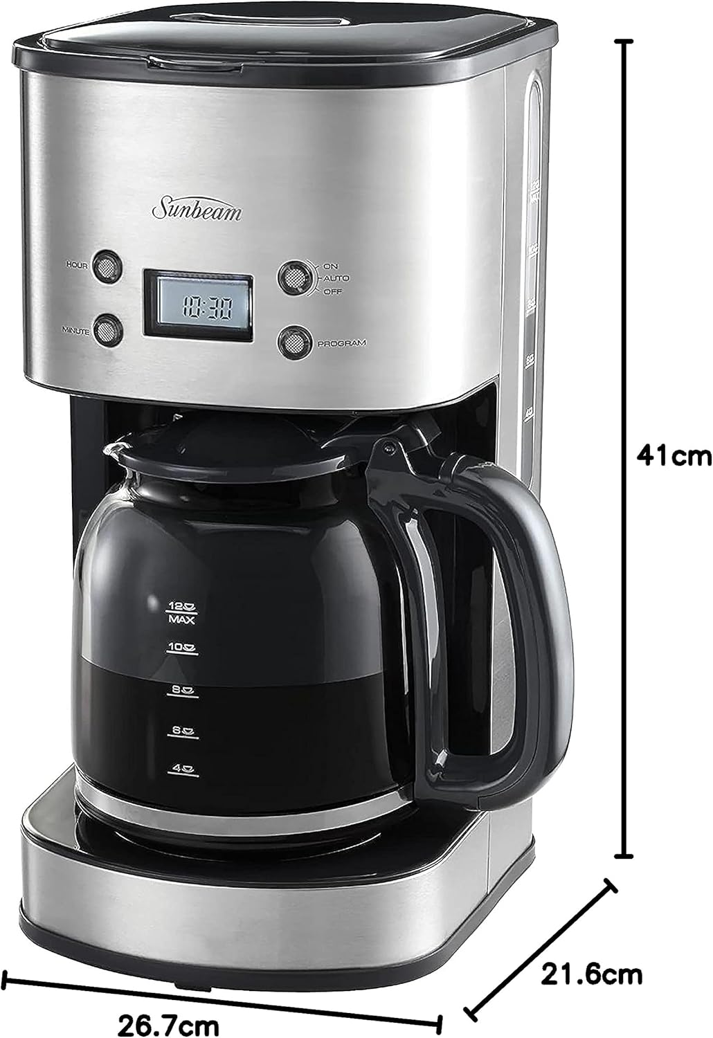 Sunbeam PC7900 Auto Brew Drip Filter Coffee Machine | 12 Cup Programmable Coffee Maker | 1.5L Jug | Delay Timer | Keep Warm Plate | Stainless Steel/Black image number 1