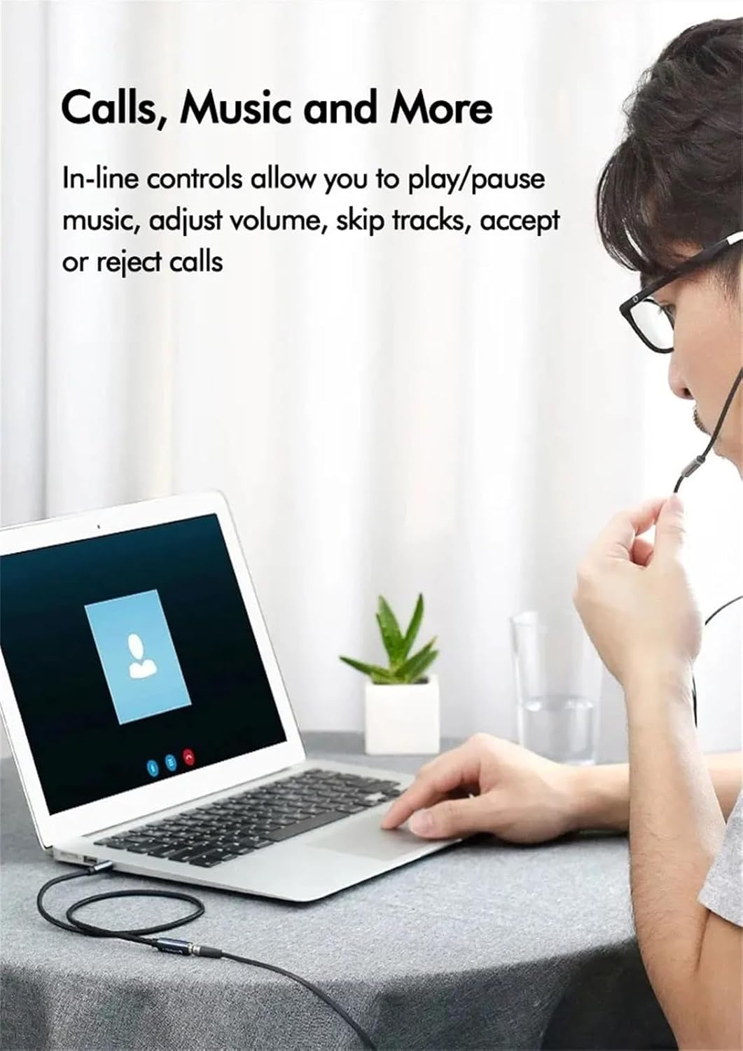 3.5Mm Wired Bone Conduction Earphones with Open Ear Microphone Compatible with Mobile Phones, Computers, and Tablets image number 5