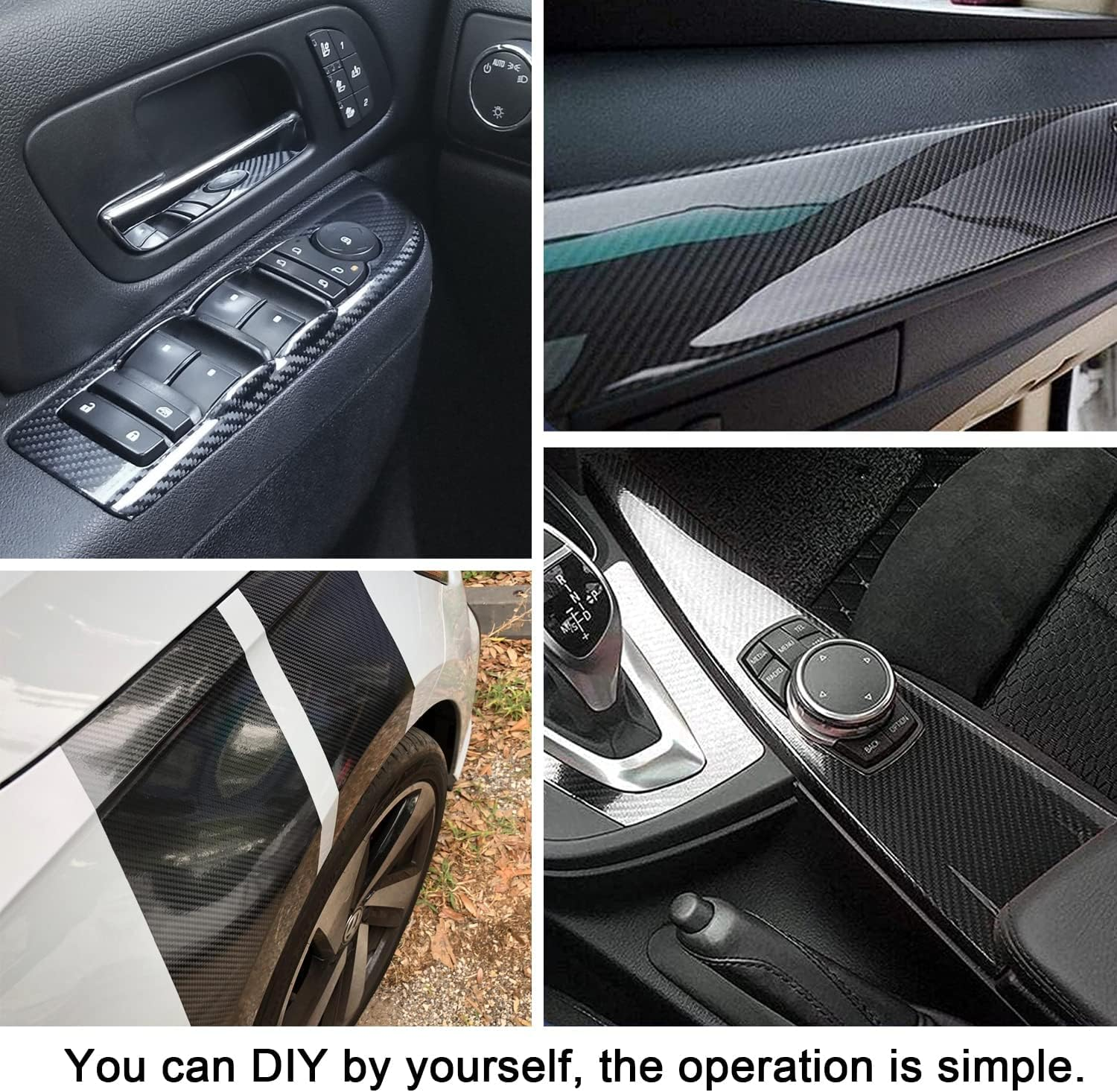 Black 6D Carbon Fiber Vinyl Self Adhesive Film, Waterproof Wrap Roll without Bubble, Adapted to the Appearance and the Interior of Motorcycles, Computers, Cars -1Ft X 10Ft image number 5