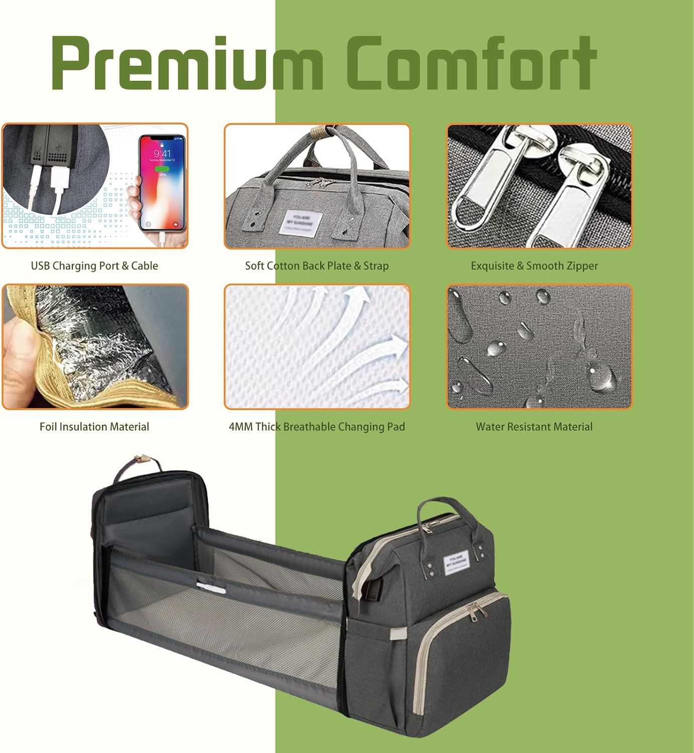 Nappy Bag - Baby Diaper Bag with Changing Pad, USB Charging, Mosquito Net, Sunshade, 35L Large Waterproof Diaper Backpack for Mom Dad image number 1