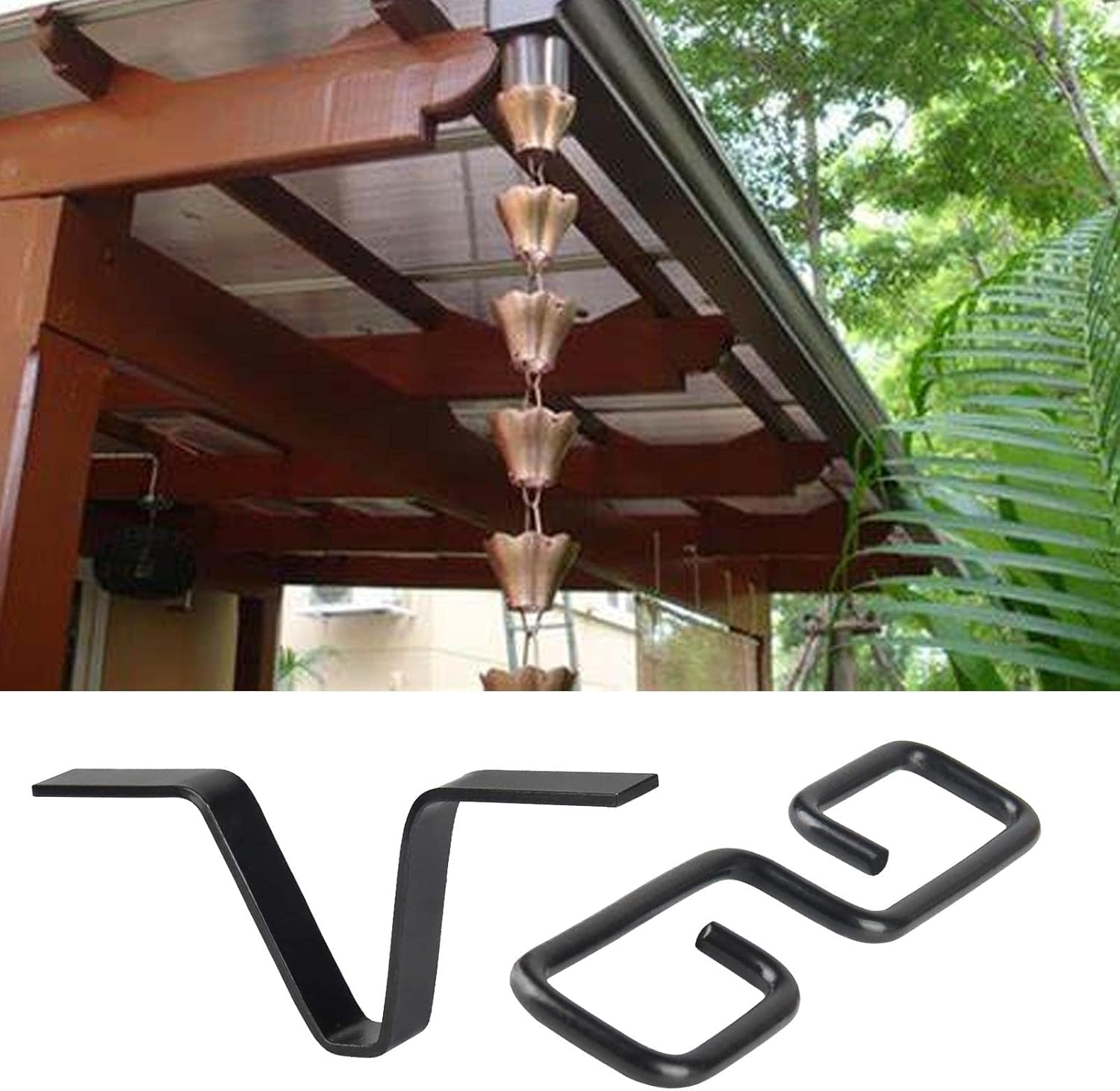Rain Chains Adapter | Professional V-Shaped Rain Chain Gutter Adaptor for Rain Chain Installation | Rain Chain Hook Adapter for outside Rainy Days B/